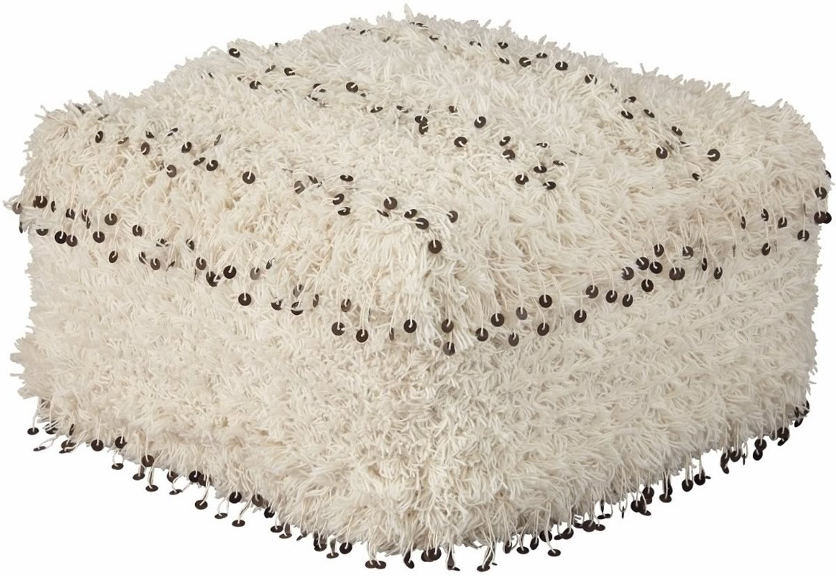 14H Celeste Pouf Oatmeal - Modern Round Footstool Ottoman with Removable Cover, Perfect for Living Room, Bedroom or Nursery Decor