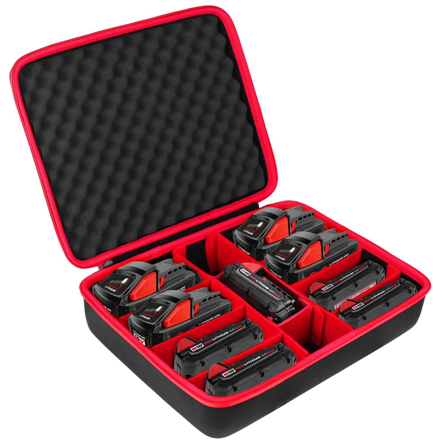 Milwaukee M18 18V Battery Holder with Hard Case - Compatible with Milwaukee M18 18V Batteries & Chargers - Perfect for Tool Storage, Job Site Organization & Battery Protection
