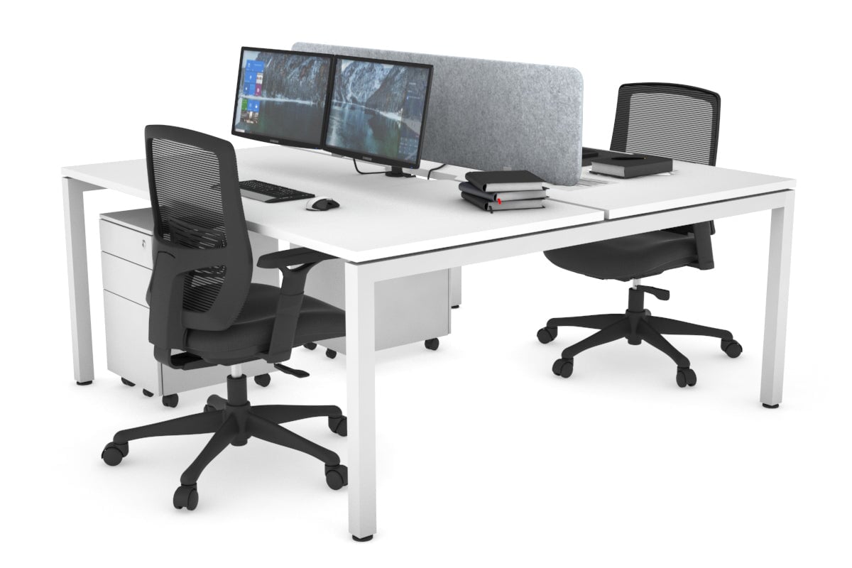 Quadro Square Legs 2 Person Office Workstation Desk - 1400L x 800W with Cable Management Scallop - Perfect for Shared Workspaces & Home Offices