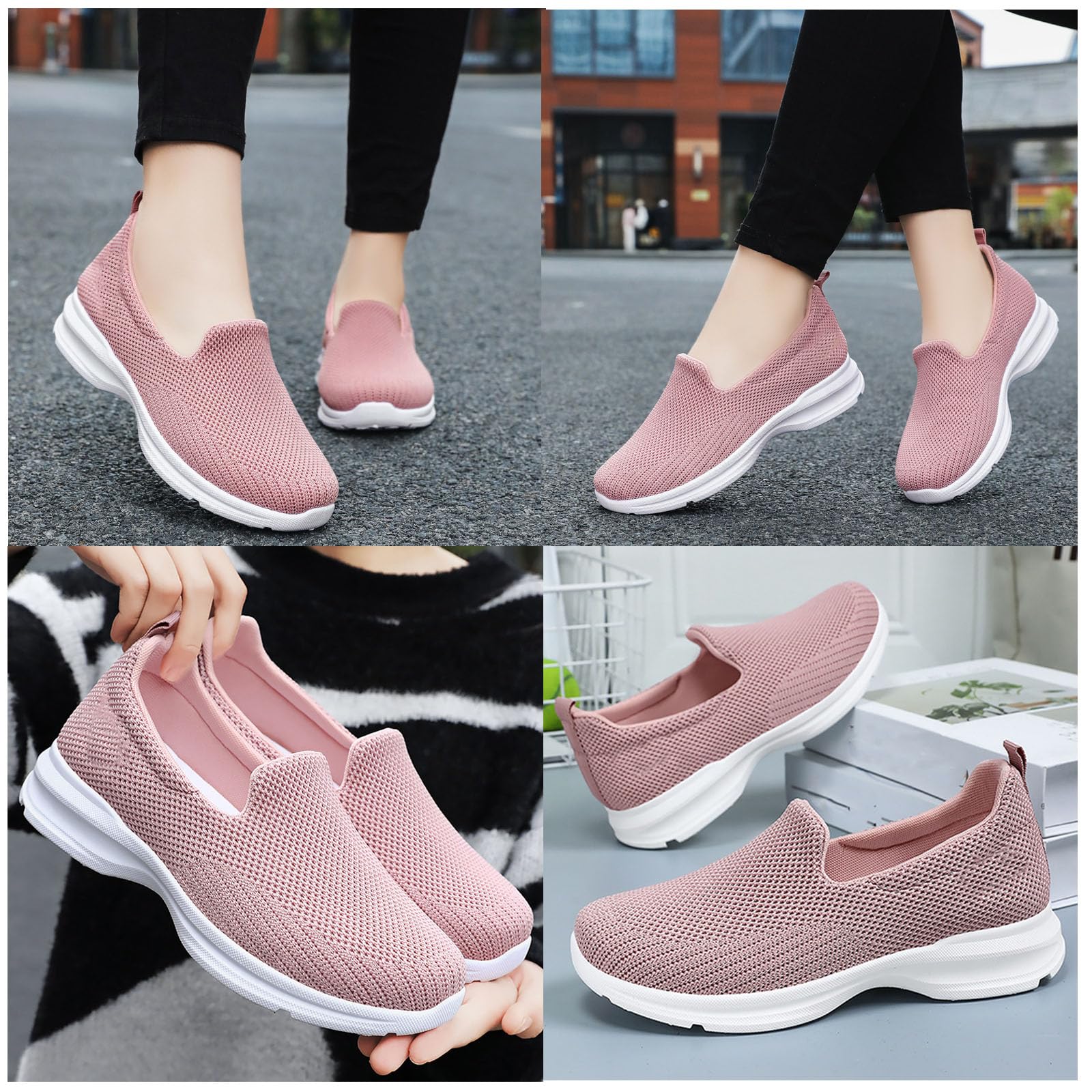 **Women's Orthopedic Sneakers with Arch Support - Slip-On Walking Shoes for Women - Non-Slip Low Top Work Shoes - Breathable Mesh Casual Sneakers for Work, Walking & Everyday Comfort**