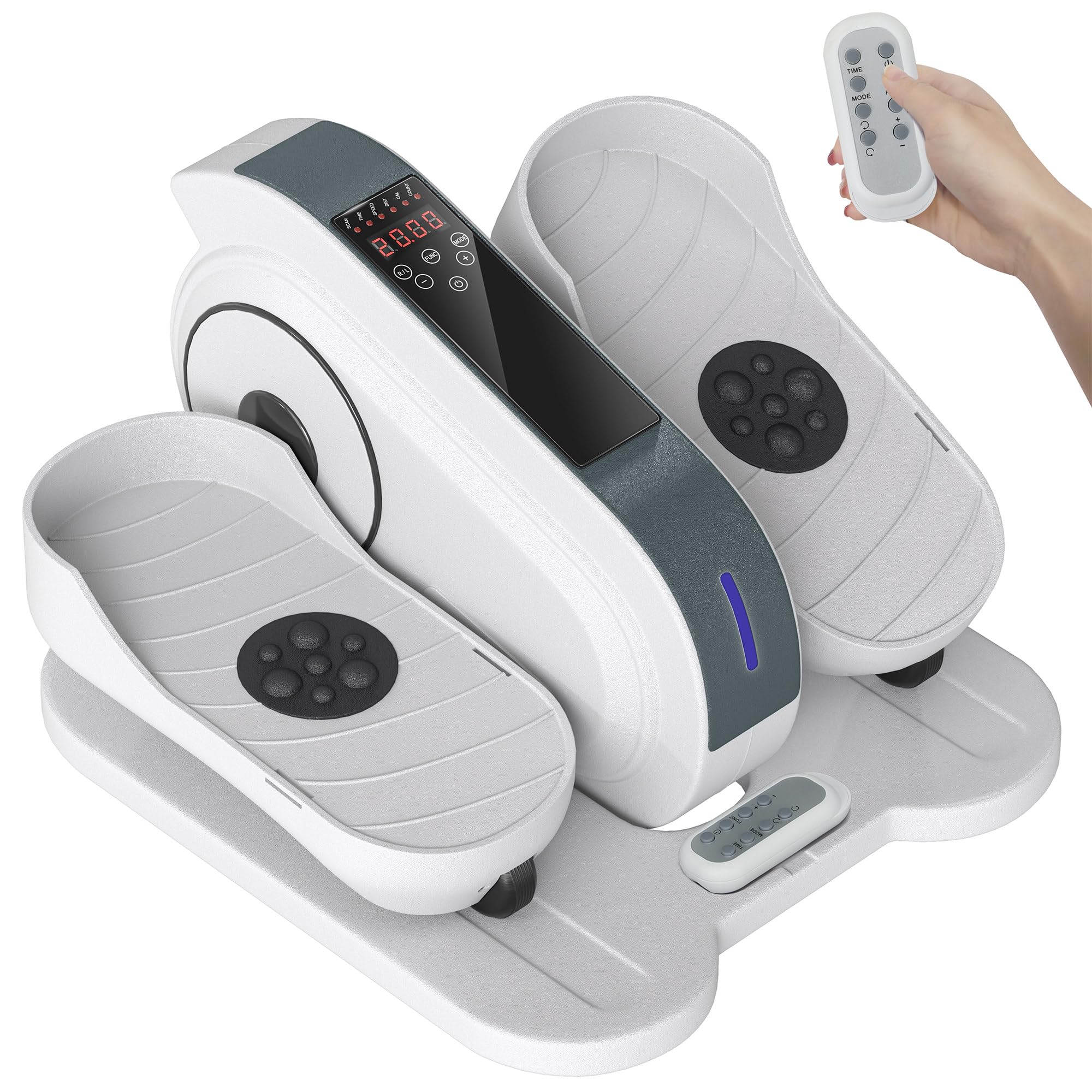 Soozier Under Desk Elliptical Machine - Electric Leg Exerciser for Seniors with LCD Display, Massage Pedals, Remote Control & 10 Speed Levels | Quiet Portable Mini Elliptical for Office, Home Workout & Physical Therapy