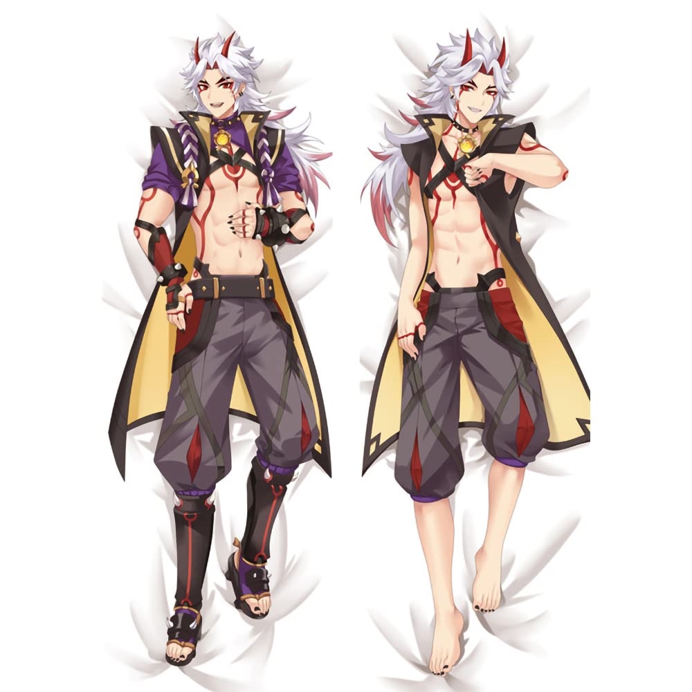 Genshin Impact Arataki Itto Anime Body Pillowcase - 2-Way Digital Printed Peach Skin Decorative Pillow Cover for Full-Length Pillow | Perfect for Cosplay, Anime Fans, and Home Decor