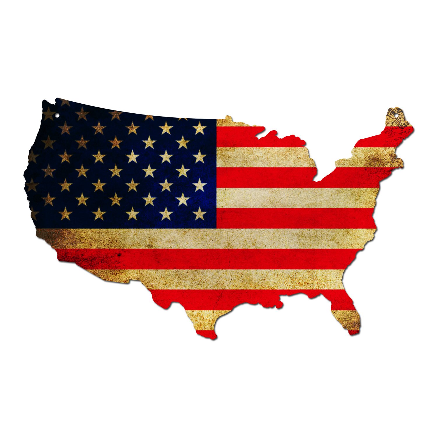 Plasma Cut Aluminum USA Flag Map Sign - Rustic Metal Wall Art for Home, Garage & Man Cave - Patriotic Decor & Unique Gift for Men, Birthday Present - Perfect for American-Themed Rooms, Offices & Outdoor Spaces