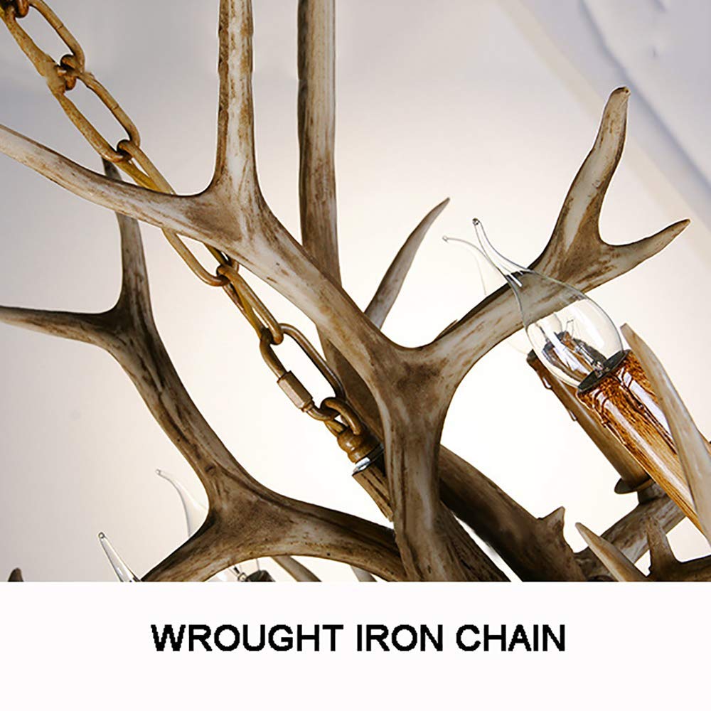 8-Light Deer Horn Antler Chandelier - Rustic Resin Lighting Fixture for Kitchen Island, Dining Room, Foyer & Study | Perfect for Cabin, Lodge & Western Style Home Decor