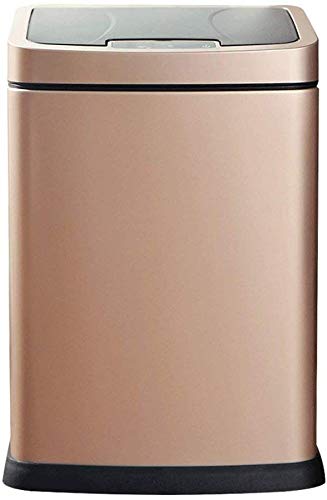 BYCDD Smart Induction Trash Can - Touchless Automatic Garbage Bin with Infrared Sensor, Waterproof & Silent Closure, Gold (Perfect for Kitchen, Bathroom, Office & Home Use)