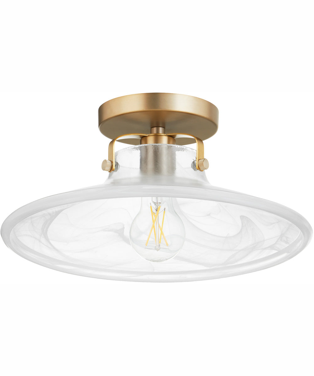 Dual Mount Light Fixture in Aged Brass - 1 Light Indoor/Outdoor Ceiling or Wall Sconce for Living Room, Bedroom, or Porch