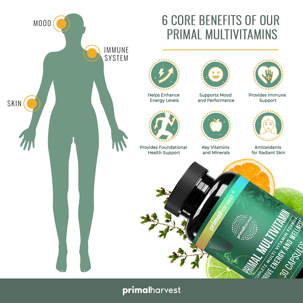 Primal Harvest Multivitamin & Collagen Supplement Bundle for Women & Men - Essential Vitamins & Collagen Peptides Pills for Hair, Skin & Joint Health - Perfect for Daily Wellness & Anti-Aging Routine