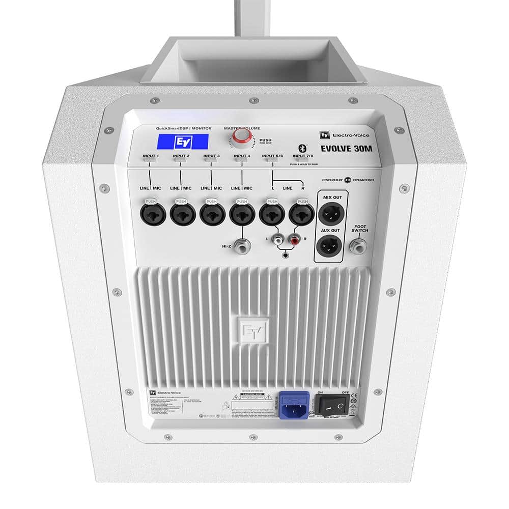 Electro Voice Evolve 30M Portable PA Speaker System Bundle - High-Powered Bluetooth Speaker for Outdoor Events, DJ Gigs & Live Performances (White) - Perfect for Weddings, Parties & Mobile Entertainers