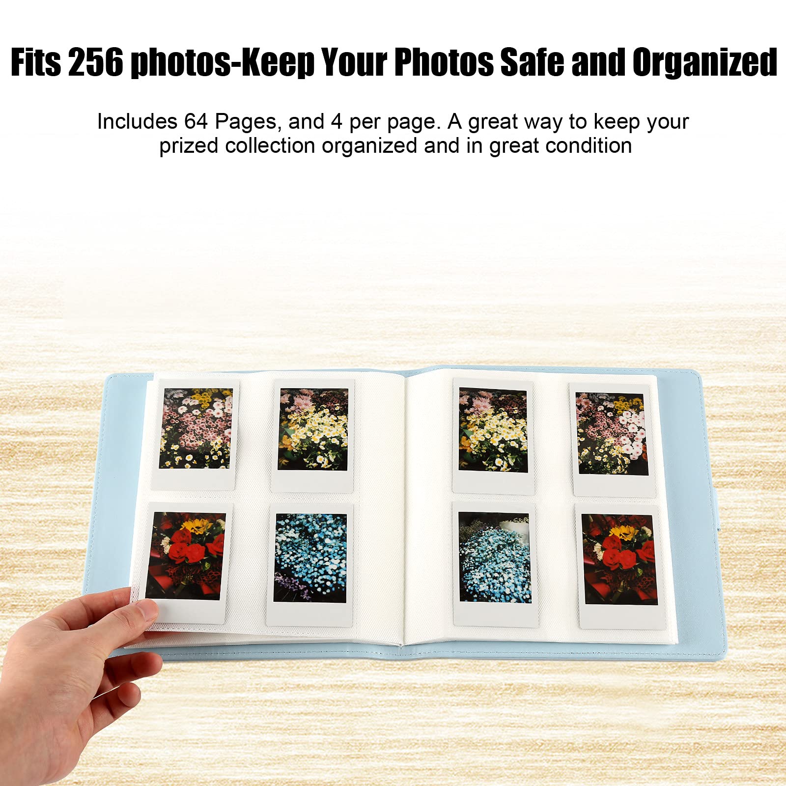 256 Pockets Leather Photo Album for Fujifilm Instax Mini 12/11/9/40/90/8/7/Evo/LiPlay Instant Camera - Blue | Premium Storage for Polaroid Pictures, Perfect for Weddings, Travel & Memory Keeping