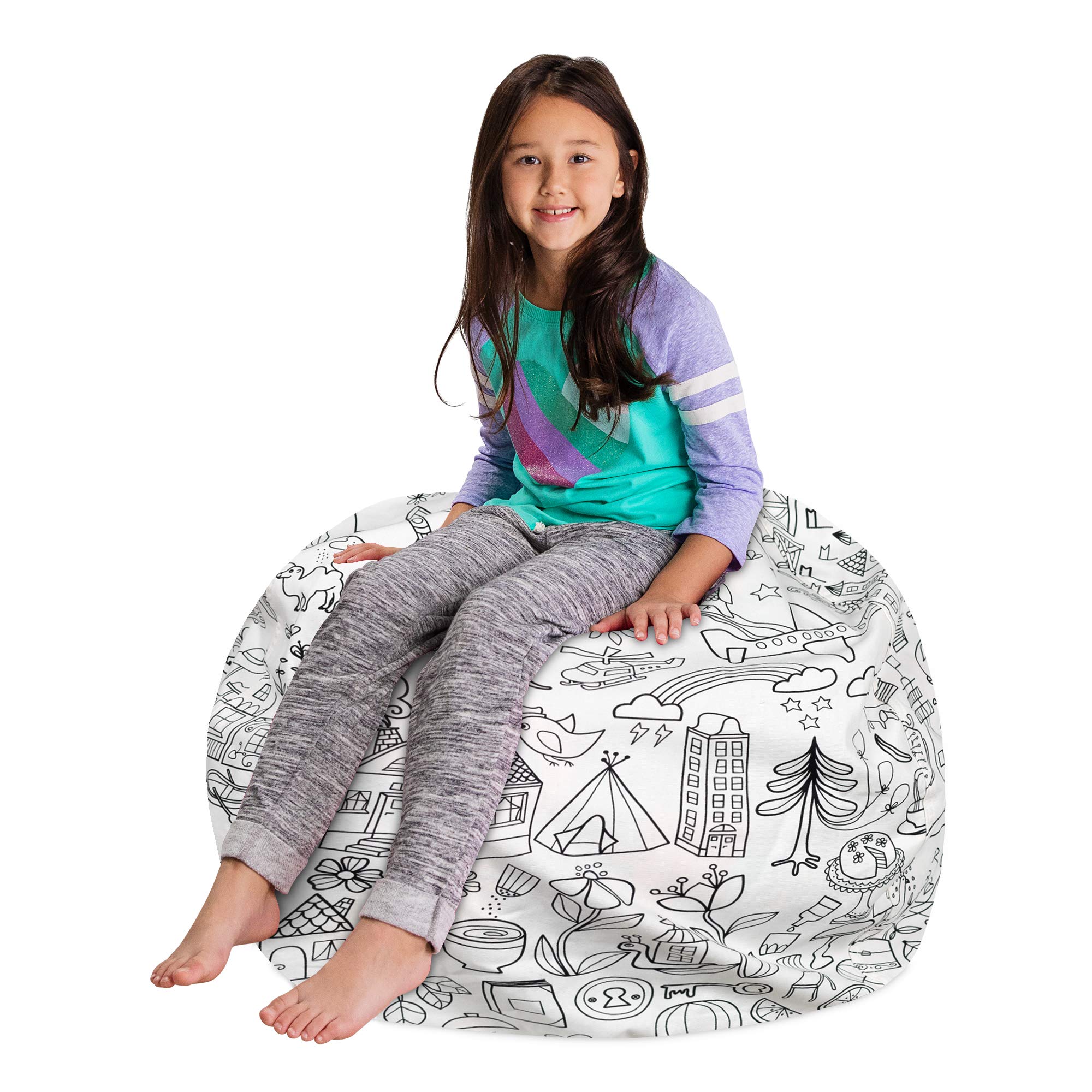 Kids Stuffed Animal Storage Bean Bag Chair Cover - Large 38