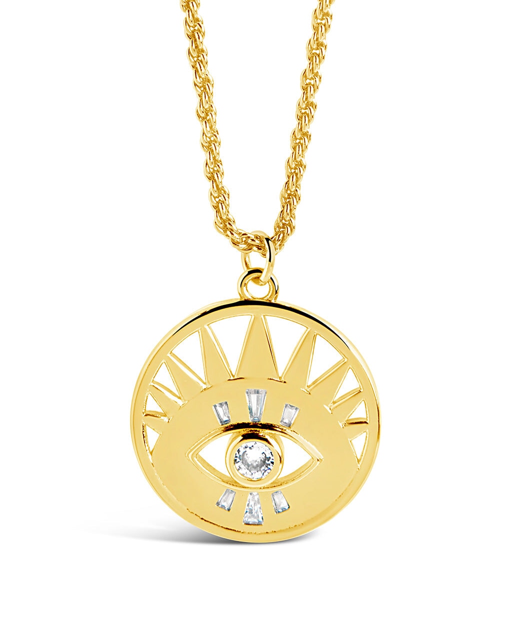 Mahana CZ Evil Eye Disk Necklace - Elegant Blue Evil Eye Pendant for Women, Stainless Steel Protection Jewelry - Perfect for Everyday Wear, Gifts & Spiritual Protection