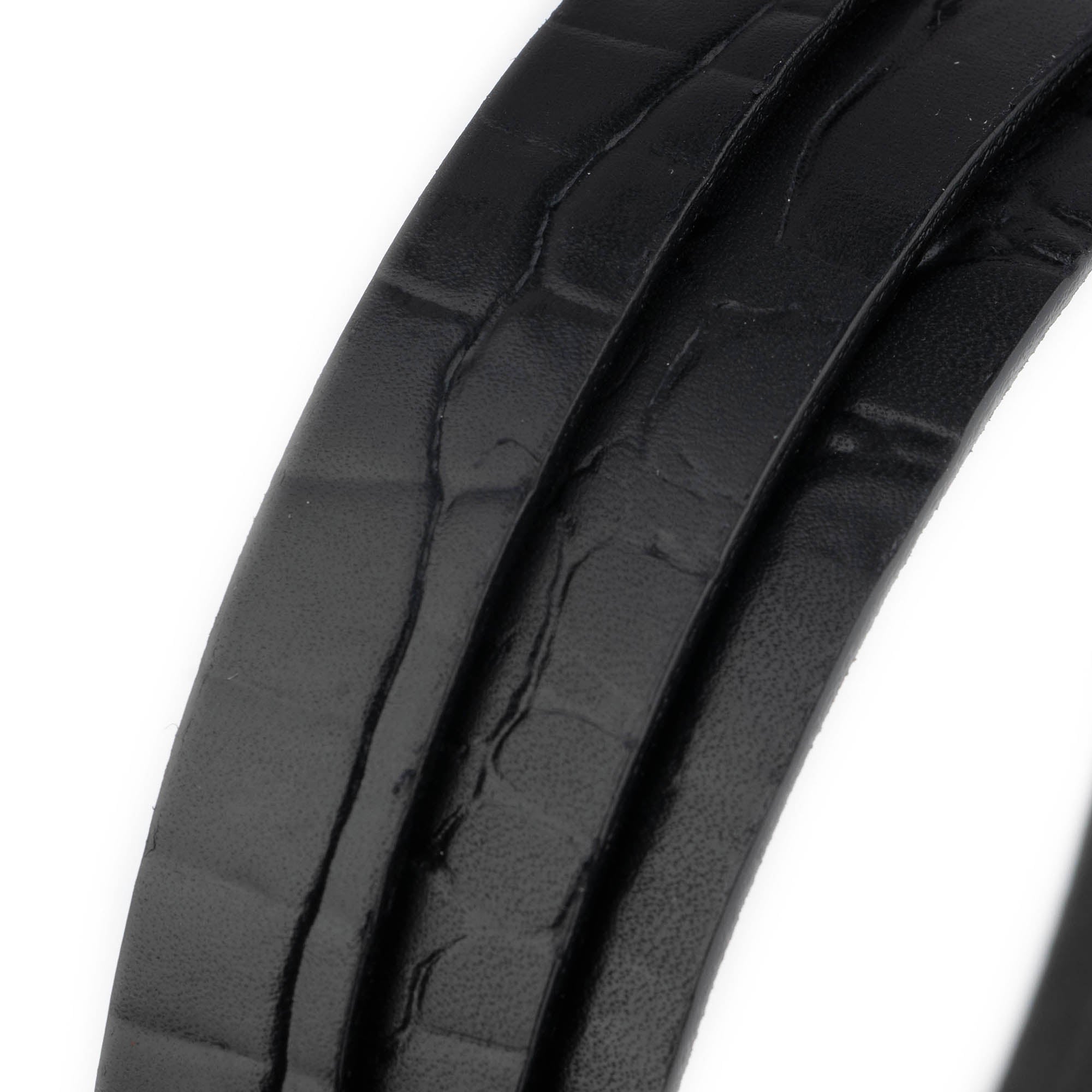 1.5 cm Black Crocodile Embossed Leather Belt Strap for YSL Buckles - Women's Replacement Belt - Perfect for Fashion Accessories, Outfit Styling & Designer Handbag Matching