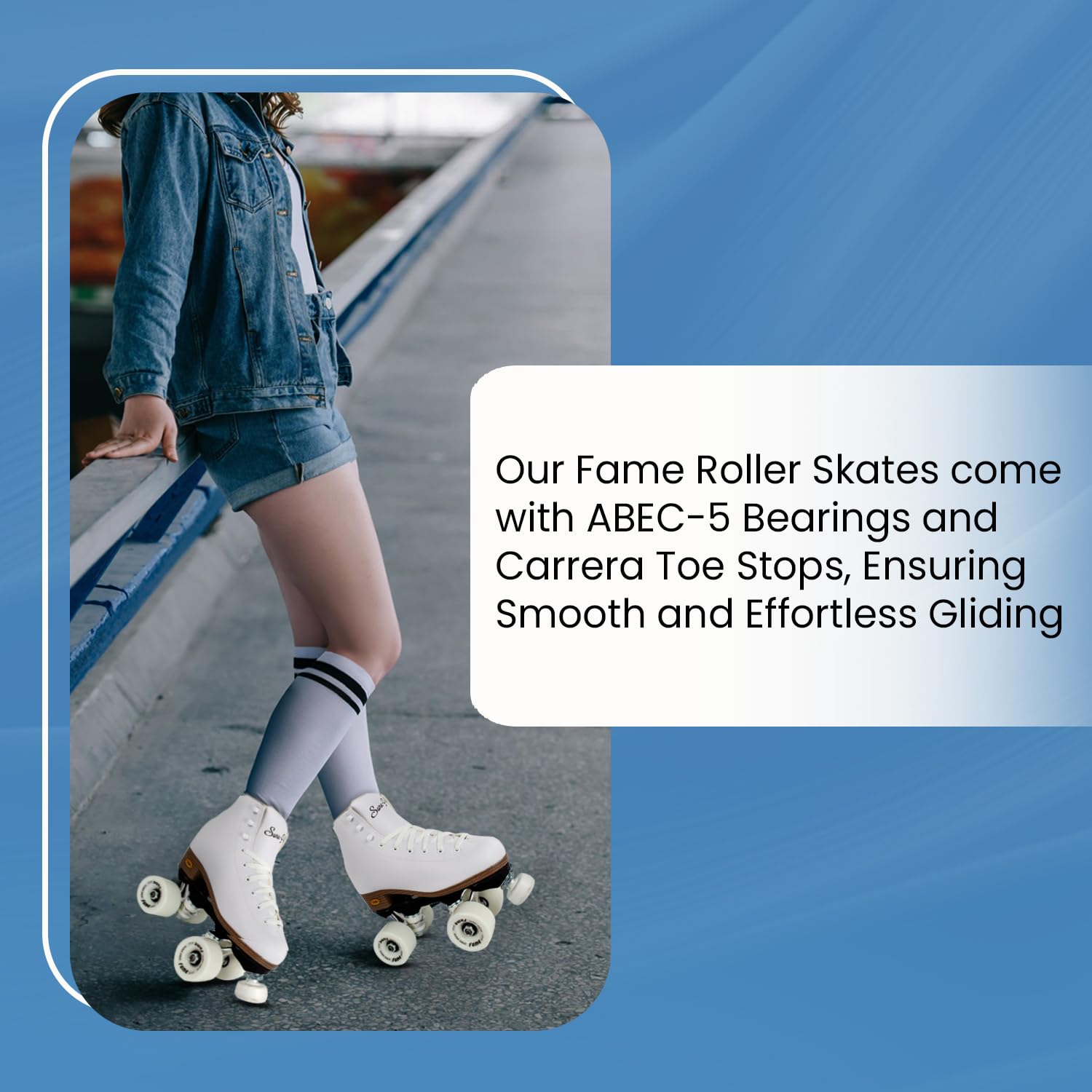 Sure-Grip White Fame Women's Roller Skates - Durable Nylon & Aluminum Design - 57mm Polyurethane Indoor Wheels - Super X Trucks for Extended Support - Perfect for Beginners and Indoor Skating Rinks