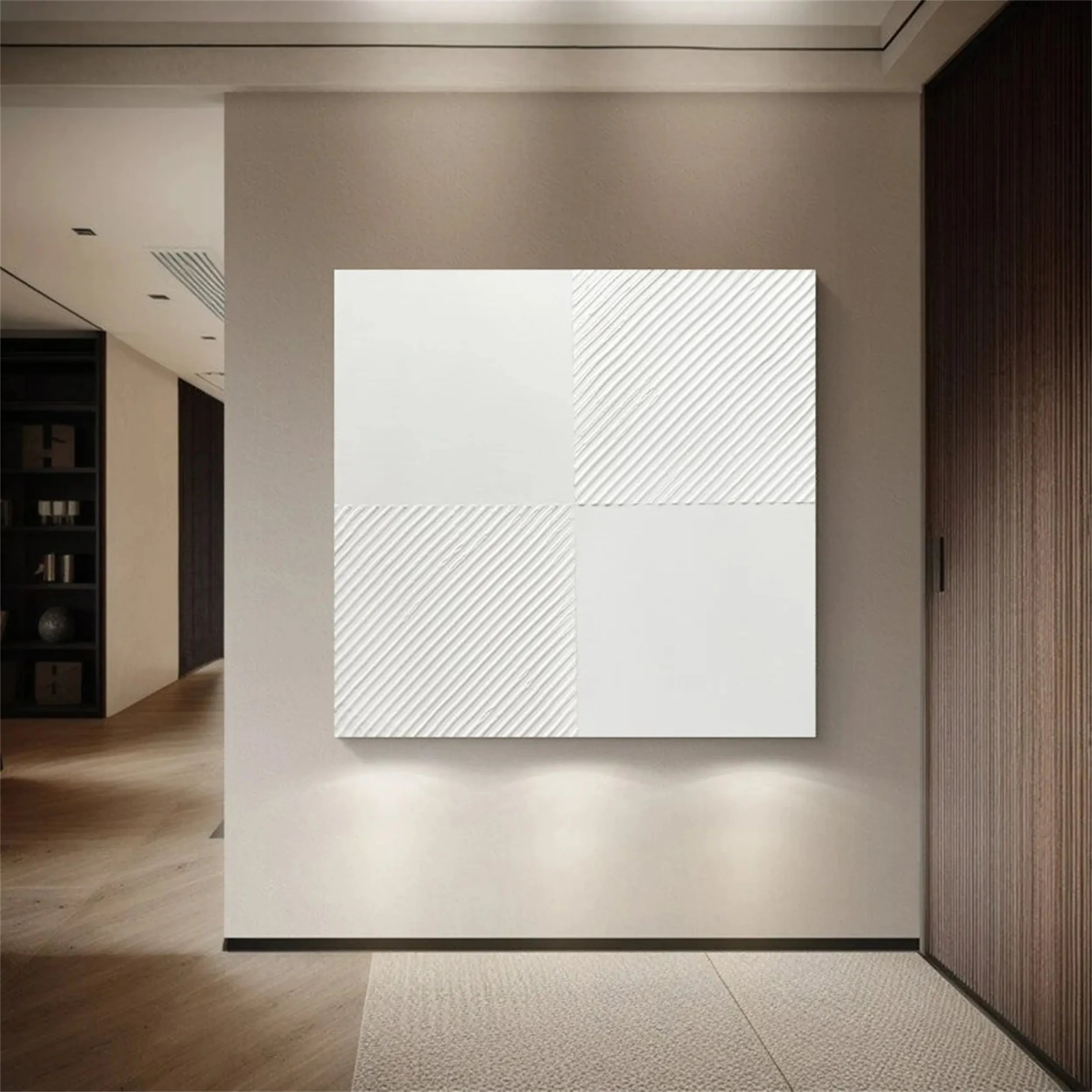 White Minimalist Textured Painting Canvas - Abstract Wall Art for Living Room & Bedroom Decor | Premium Quality Artist Canvas #MM202