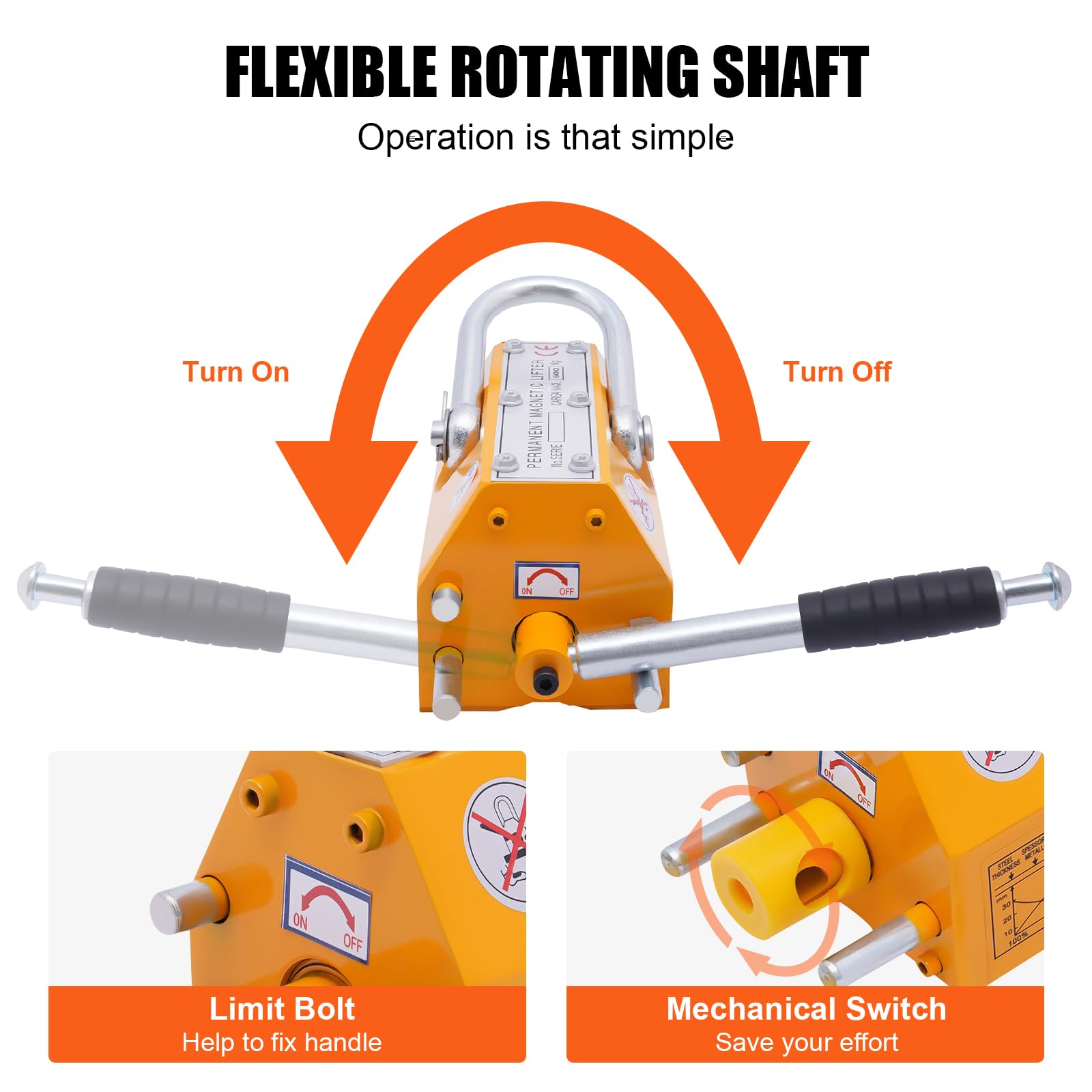 Heavy Duty Magnetic Lifter - 1320 lbs Lifting Capacity, Permanent Lift Magnet with Quick Release for Steel Handling | Ideal for Hoists, Dock Work, Shop Cranes, Construction Blocks & Wooden Boards | Industrial Strength Magnet for Metal Workshop & Warehouse Use