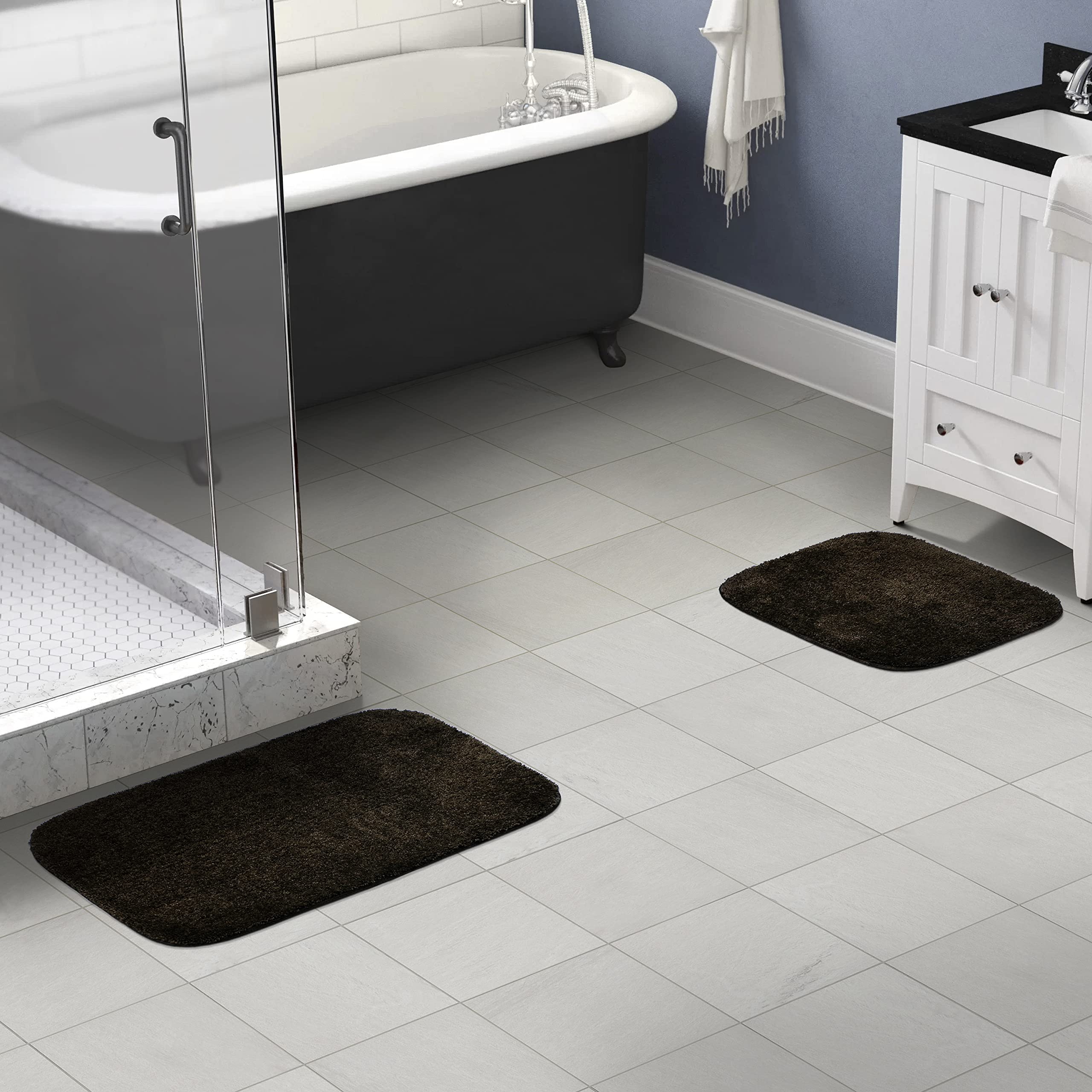 Garland Rug Traditional Nylon Washable Chocolate 2 Bath Rugs Set (17