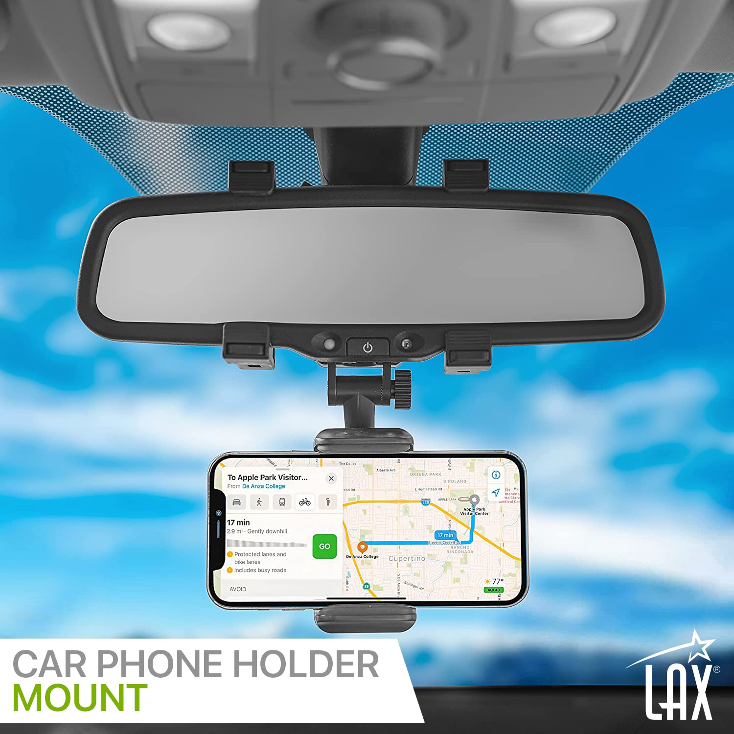 LAX Gadgets Car Phone Mount Holder - Adjustable Gooseneck Windshield & Dashboard Suction Cup Phone Stand for iPhone, Samsung & Smartphones - Perfect for GPS Navigation, Hands-Free Calls & Road Trips