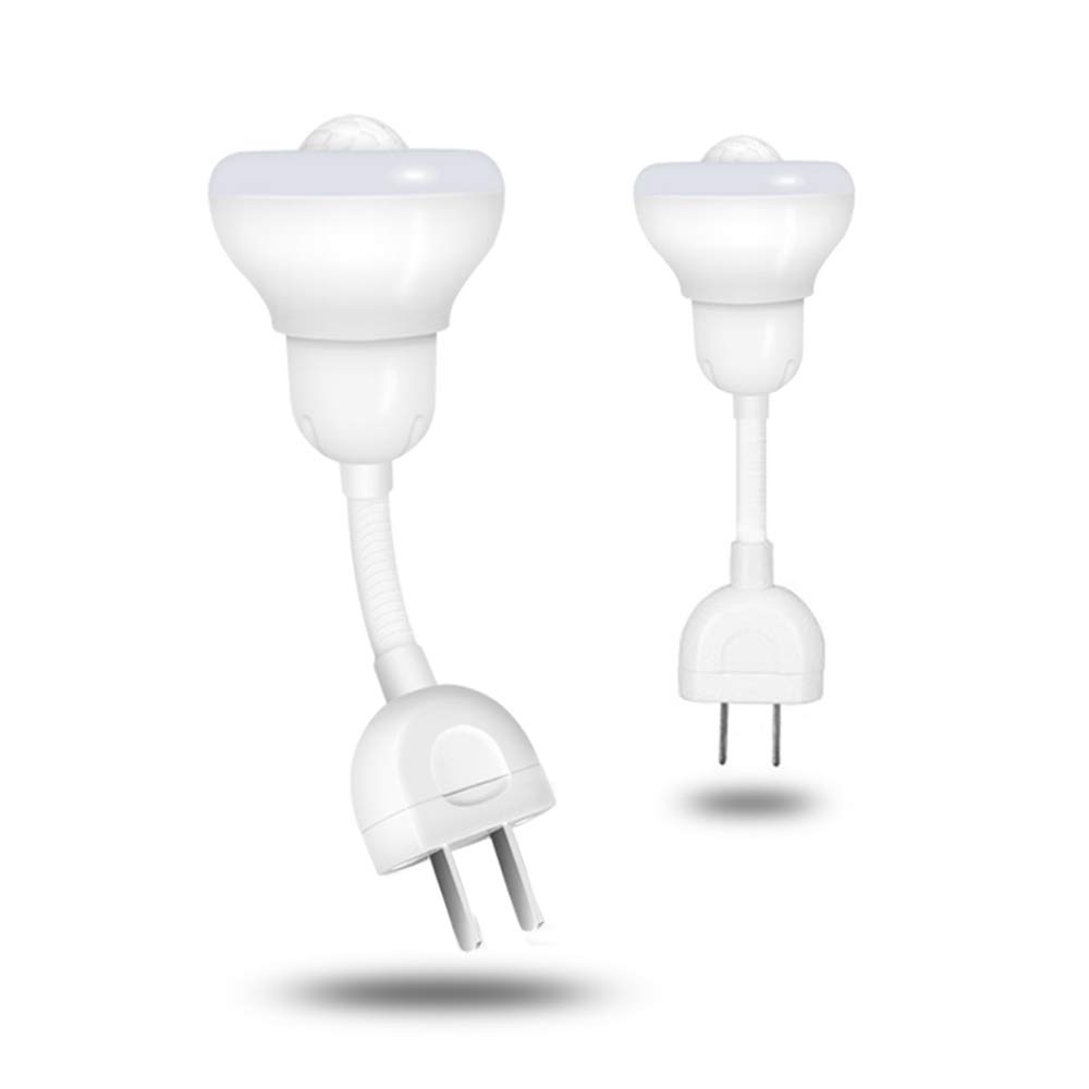 LED Motion Sensor Night Light - 360° Rotating Flexible Gooseneck, Auto On/Off Dusk to Dawn, 3W Warm White 3000K, 2 Pack - Perfect for Kids' Rooms, Basement, Kitchen, Hallway & Bathroom Safety Lighting