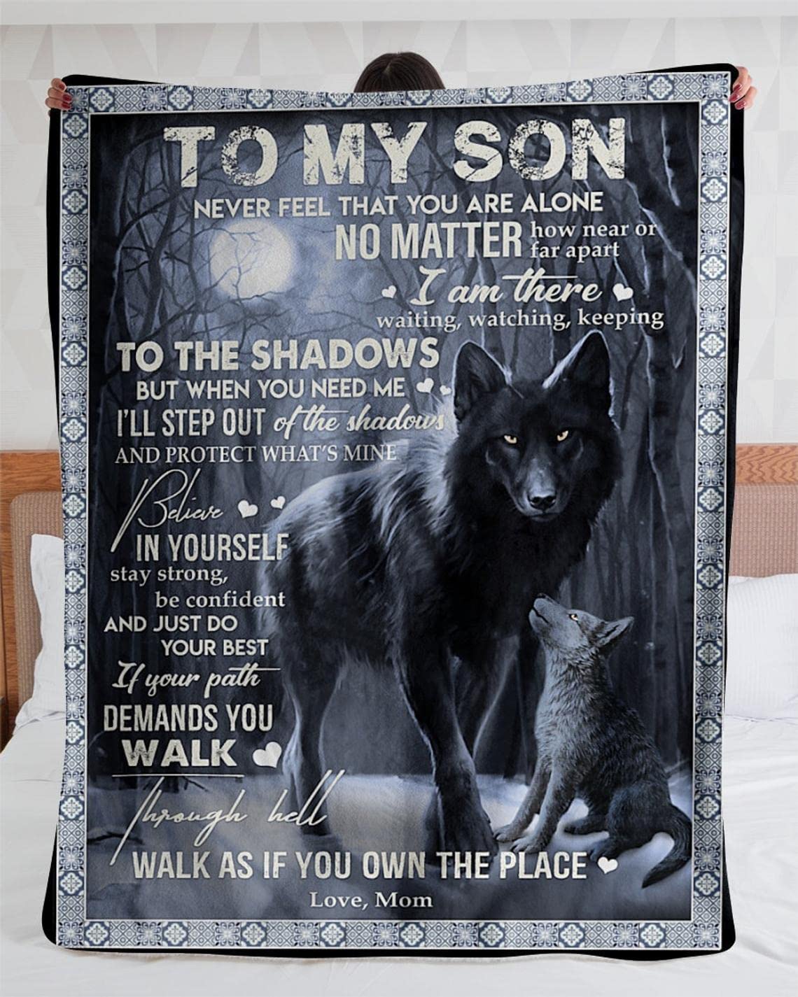 Personalized Wolf Blanket for Son - Birthday Gift for Comfort & Warmth