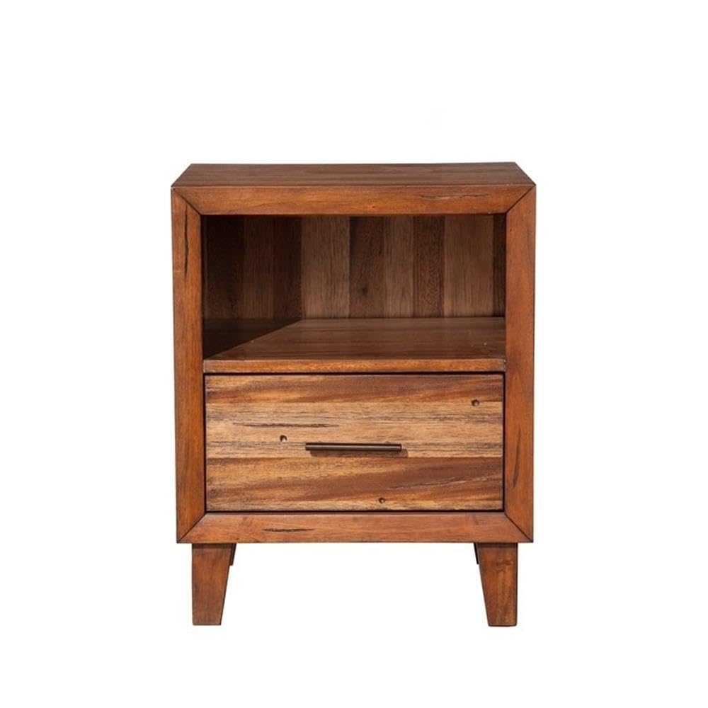 Home Square 2-Piece Bedroom Set - Nightstand & Multifunctional Storage Chest in Rich Toffee Brown | Perfect for Small Spaces, Guest Rooms & Apartment Living