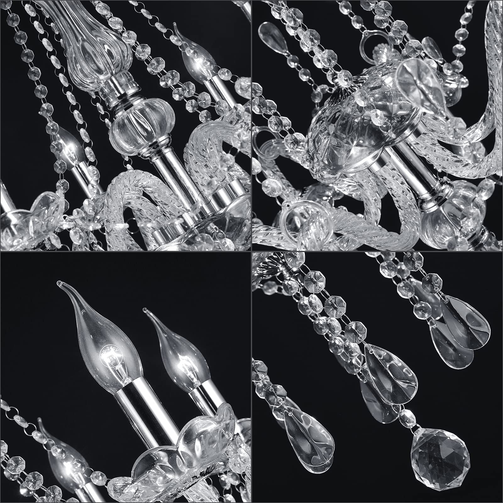 Panghuhu88 Modern Crystal Chandelier - 10-Light Pendant Ceiling Fixture with Elegant Design for Dining Room, Living Room, Bedroom, Hallway & Entryway - Perfect for Home Decor, Wedding & Special Occasions (Includes 10 Bulbs)