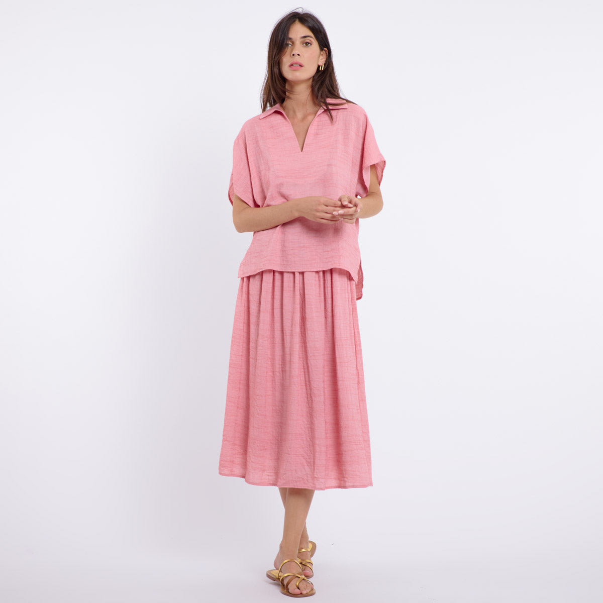 Betul Blouse for Women - Soft Pink Floral Print Casual Top - Perfect for Office, Date Night & Summer Outfits