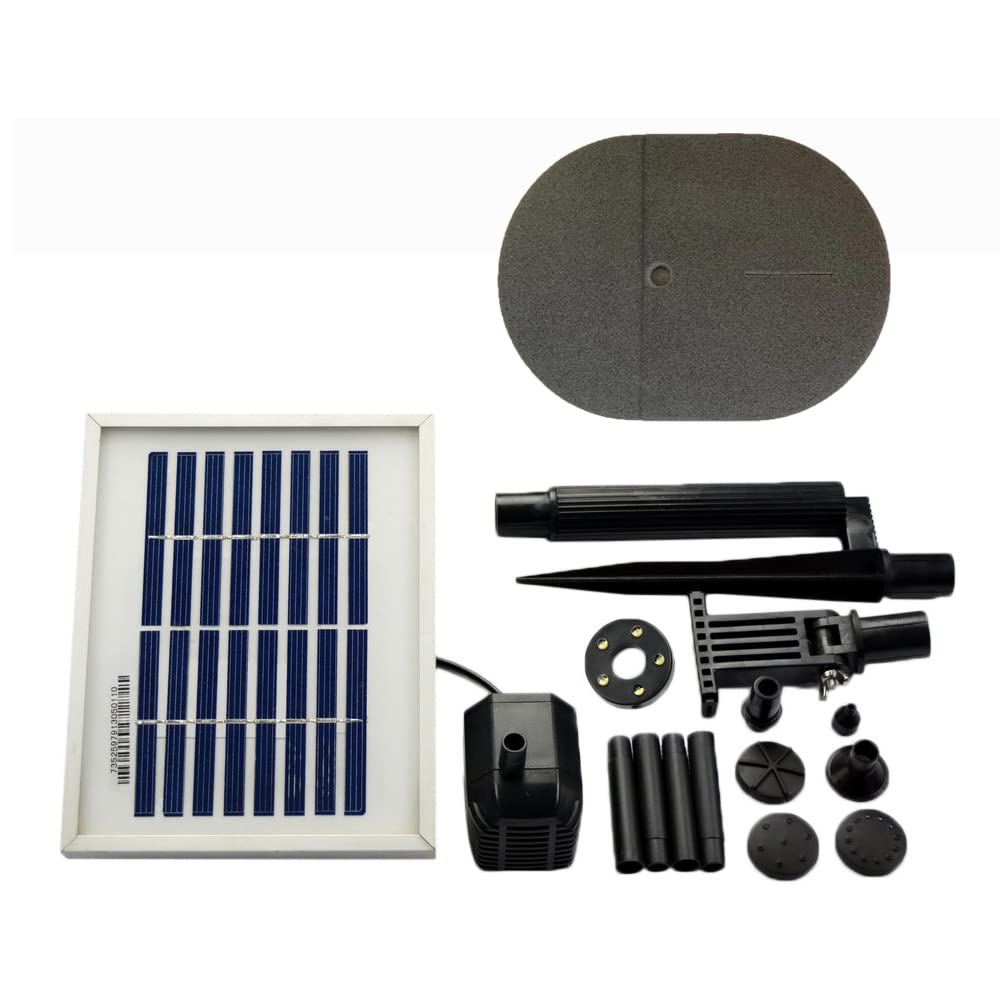 ASC Solar Water Pump Kit - 1.6W Battery Powered with Timer & LED Lights for Fountains, Pools, and Ponds | Perfect for Garden Decor, Backyard Water Features, and Outdoor Aquatic Displays
