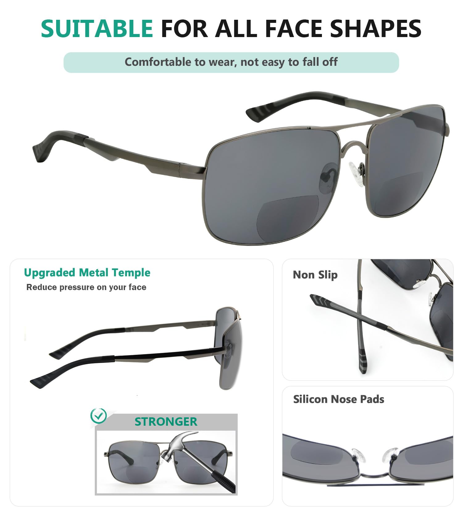Eyekepper Bifocal Sunglasses for Men & Women - Polarized Reading Glasses with UV Protection - Perfect for Outdoor Activities, Driving, and Beach Vacations