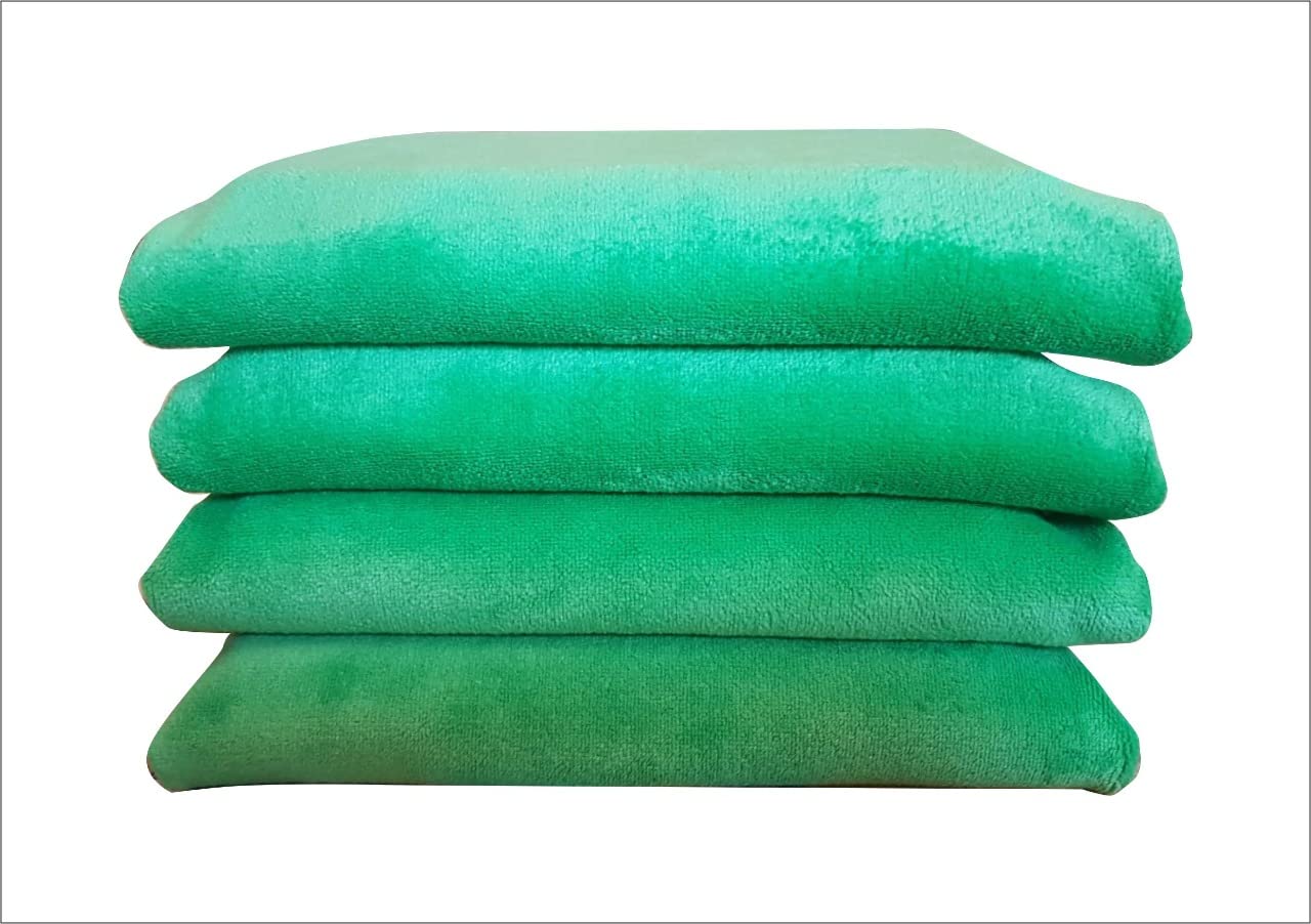 Premium SoftSwiss Microfiber Towels (4-Pack) - 40x40cm, 400GSM Ultra Soft & Absorbent for Makeup Removal, Facial Cleansing & Hand Drying | Antibacterial, Quick-Drying & Hypoallergenic | Ideal for Gym, Travel, Spa & Daily Skincare Routine (Green)