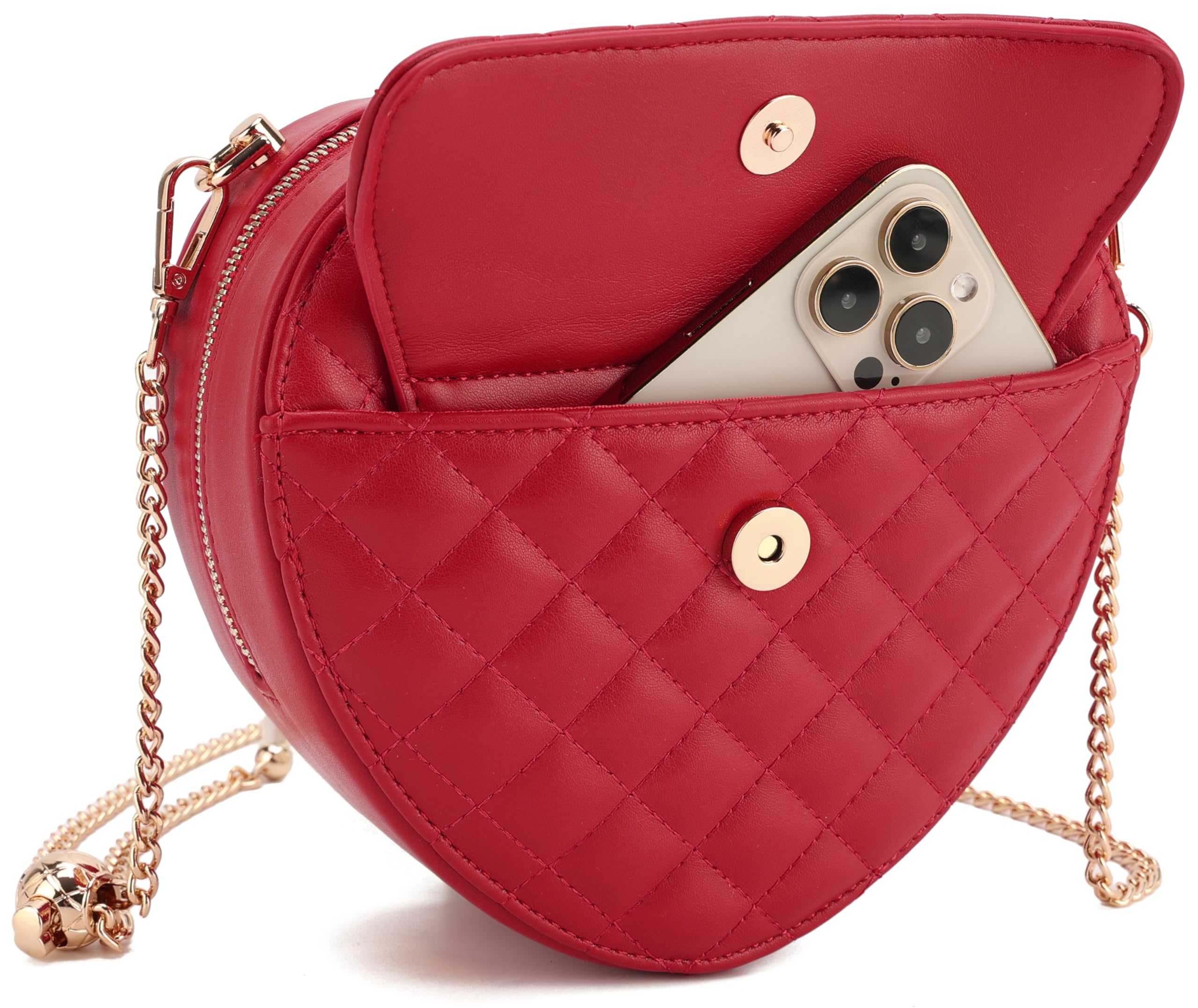 Heart-Shaped Satchel Crossbody Purse for Women - Zip-Around Shoulder Bag - Perfect for Date Nights & Casual Outings