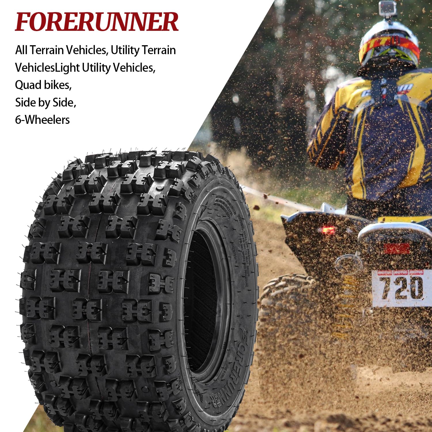 FORERUNNER 20x10-9 ATV UTV Tires - Sport Rear All Terrain 6 Ply Tubeless Tires (Pack of 2) - Perfect for Off-Roading, Mudding & Trail Adventures