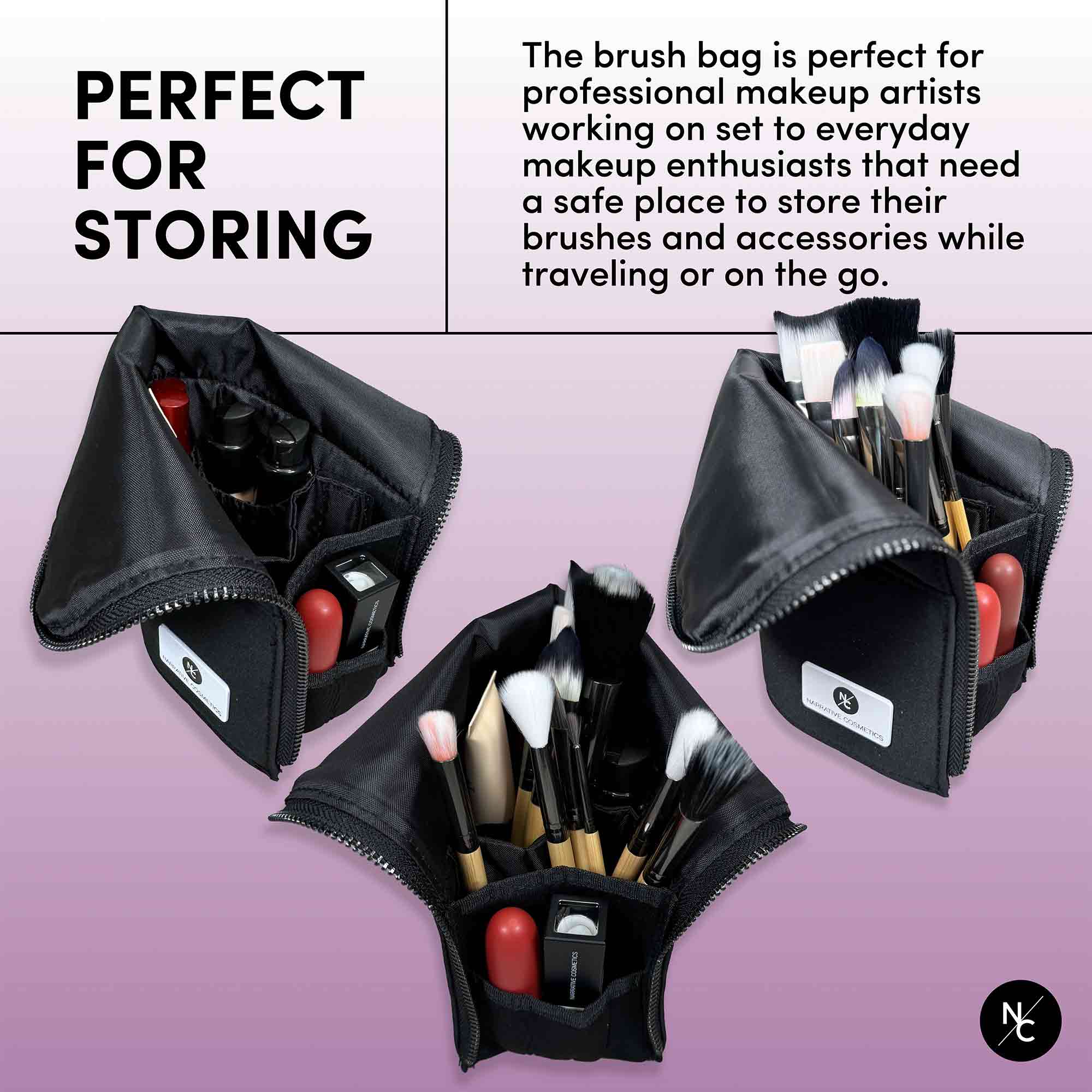 Professional Foldable Stand Up Makeup Brush Organizer Bag - Portable Travel Cosmetic Brush Holder for Makeup Artists & Enthusiasts - Perfect for Home, Salon & On-the-Go Touch Ups