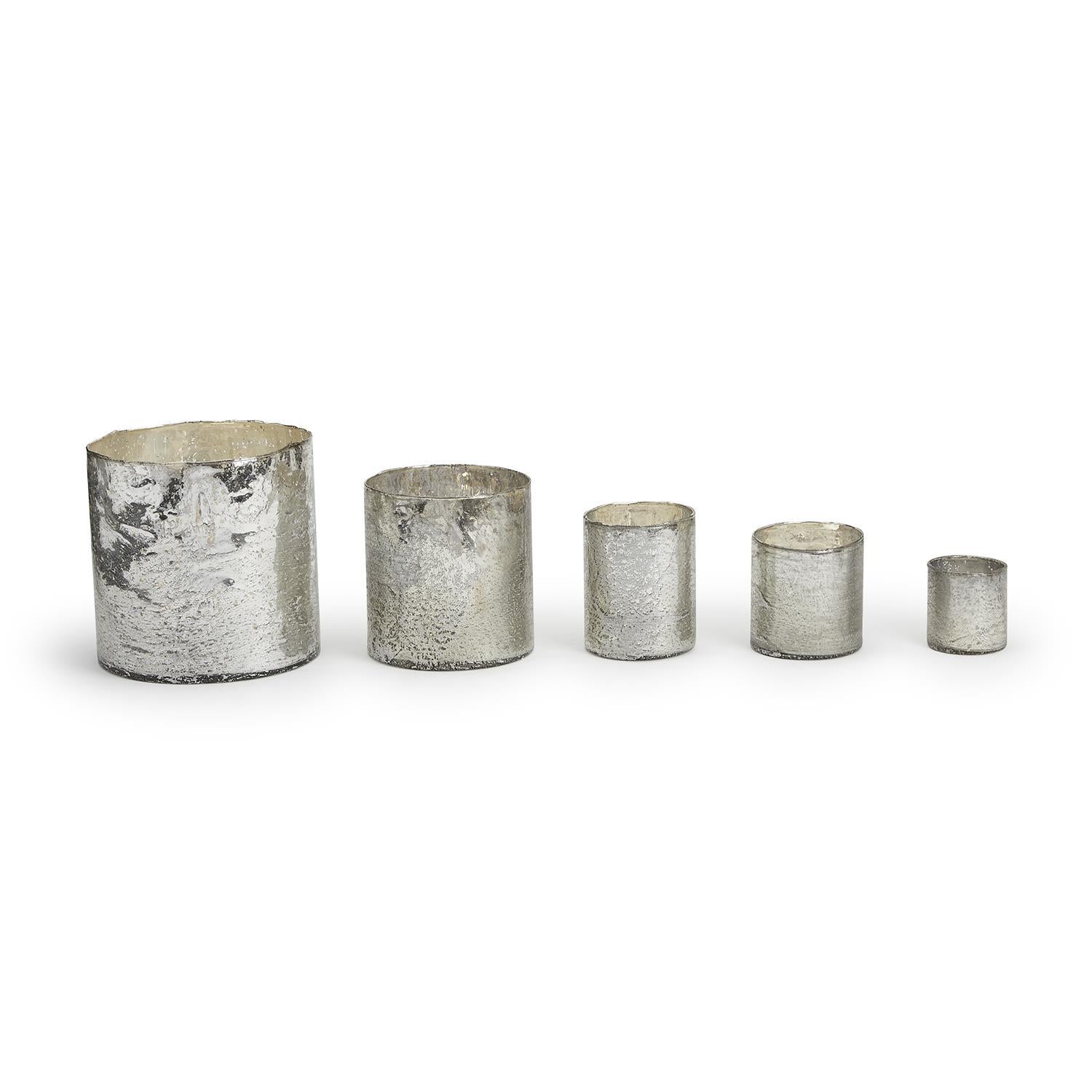 Elegant Silvered Glass Candle Holders - Set of 2 for Wedding Centerpieces, Romantic Dinner Decor & Home Tabletop Decorations