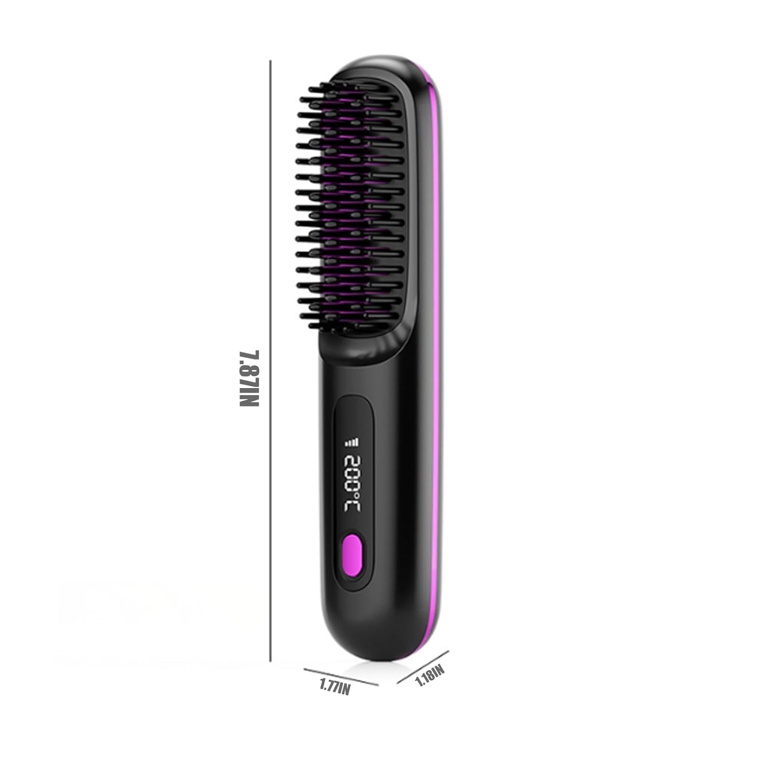 Numoya Go Brush Pro 2025 - Upgraded Portable Hair Straightener Brush for Travel, Salon-Quality Styling at Home, Pink | Perfect for On-the-Go Styling & Quick Touch-Ups
