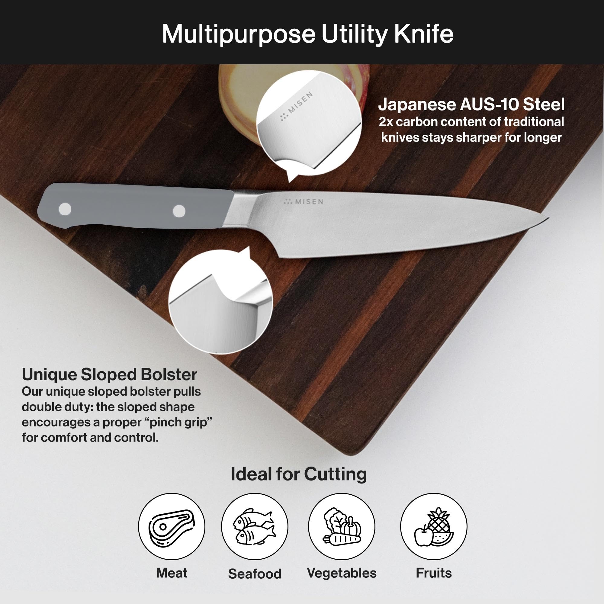 Misen Ultimate 6.8 Inch Chef's Knife - Professional Japanese Stainless Steel Kitchen Knife with High Carbon German-Japanese Hybrid Blade - Perfect for Slicing, Dicing & Food Prep - Ideal for Home Chefs & Culinary Enthusiasts