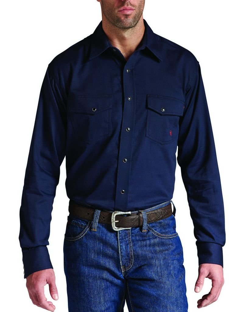 Ariat FR Basic Work Shirts for Men - Flame Resistant Long Sleeve Button Down Shirt for Construction, Oilfield & Outdoor Work Safety