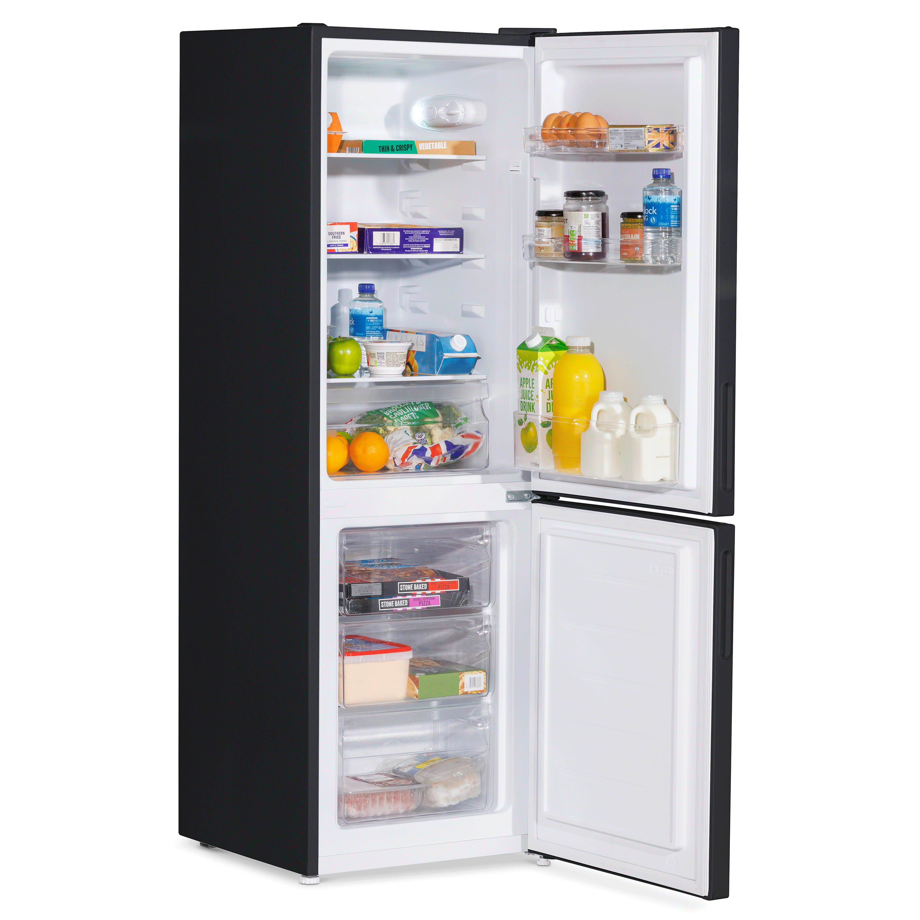 Baridi 47cm 70/30 Fridge Freezer - 157L Capacity, Low Frost Technology, 4 Star Energy Rating, Black (DH253) - Perfect for Small Apartments, Dorms & Office Break Rooms