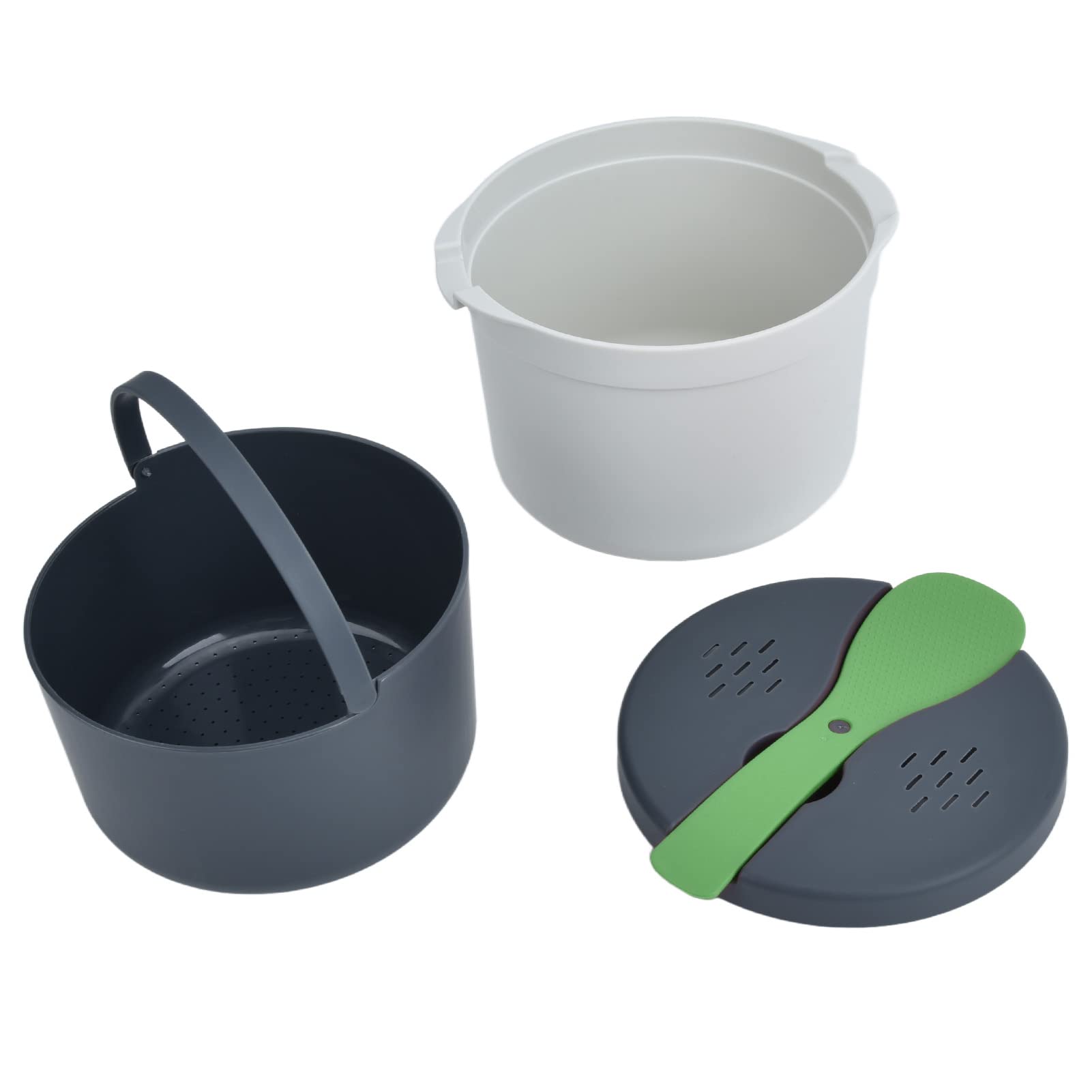 Microwave Rice Cooker Set - BPA-Free, Safe & Easy to Use Rice Maker for Perfect Fluffy Rice | Ideal for Dorm, Office & Small Kitchen (Green)