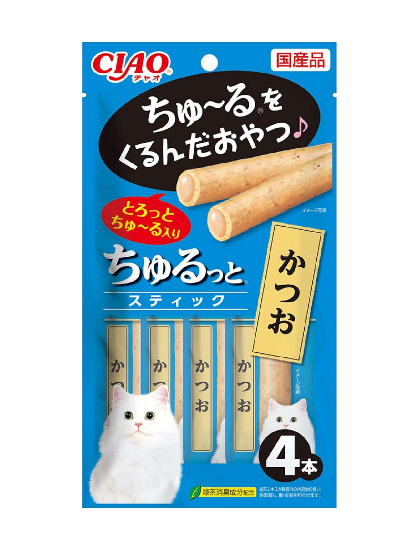 Premium Ciao Churutto Katsuo Cat Treats 28g (4 Pieces) - Delicious Dried Bonito Flakes for Cats - Perfect for Training, Rewards & Bonding with Your Feline Friend
