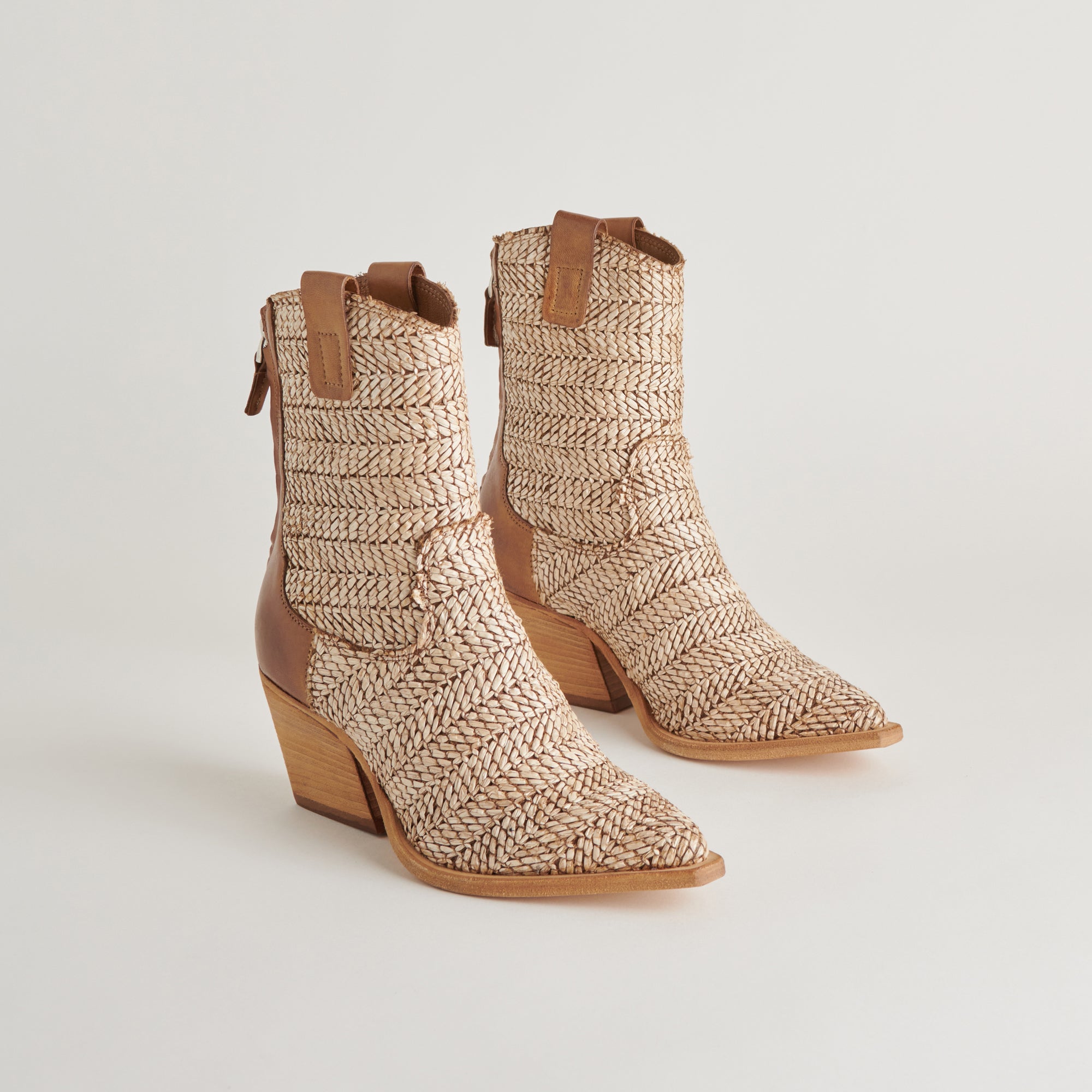 TEXIN Women's Brown Multi Raffia Booties - Comfortable Summer Sandals for Beach, Vacation & Casual Outings