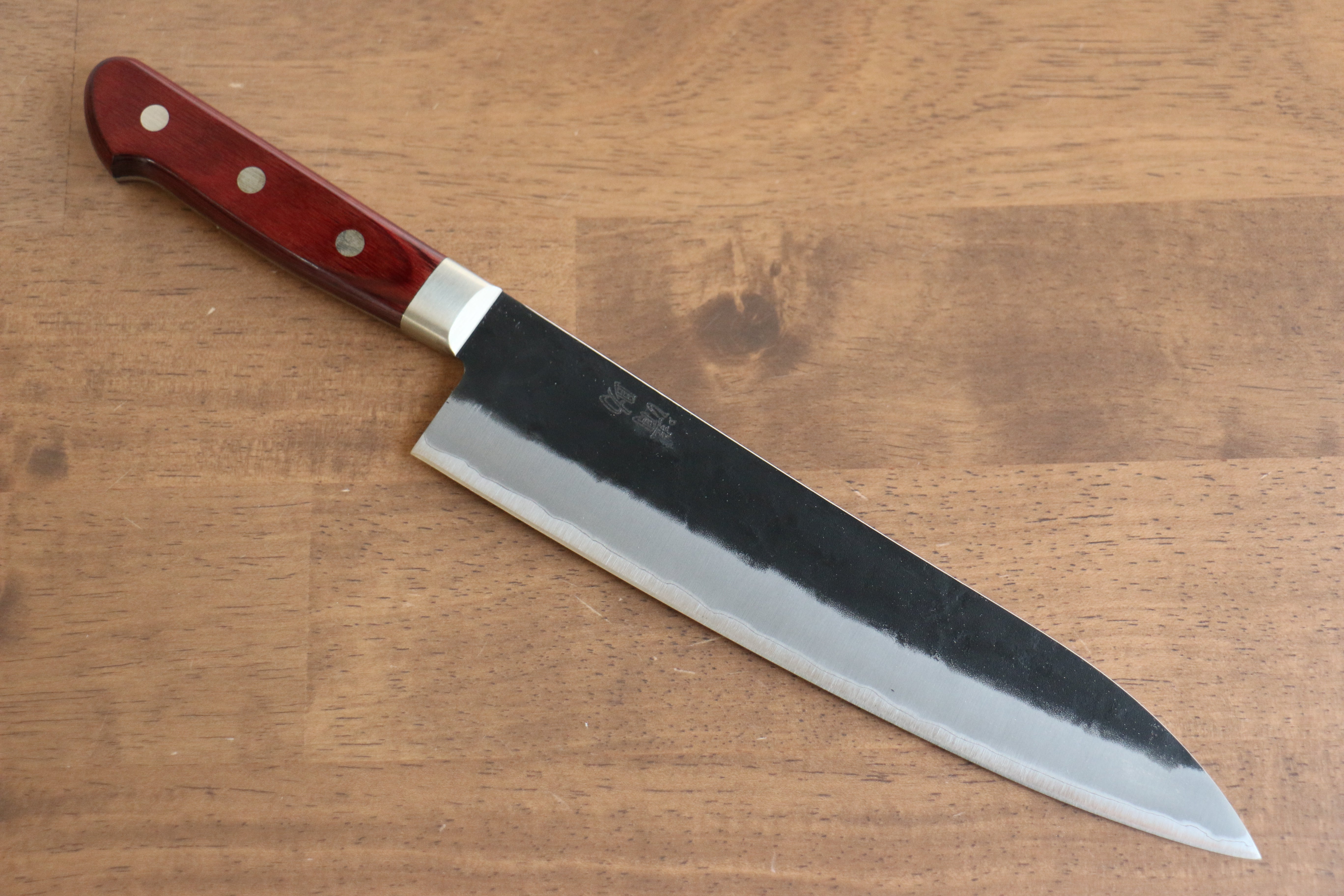 Premium Seisuke Kuronashi Blue Super Nashiji Kurouchi Gyuto 210mm Chef Knife - Red Pakka Wood Handle - Japanese Kitchen Knife for Slicing, Dicing, and Precision Cutting