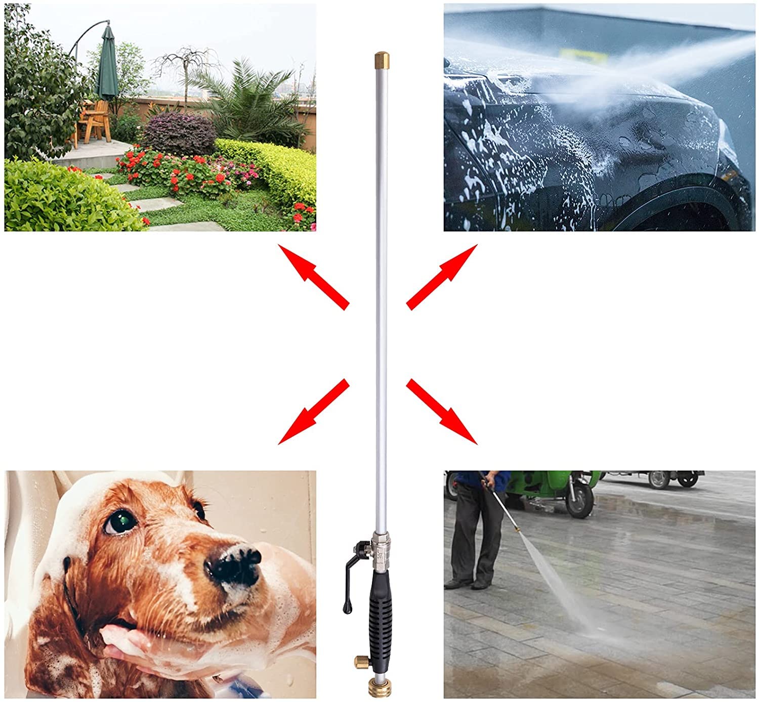 High Pressure Washer Gun with Nozzles - for Outdoor, Car & Deck Cleaning