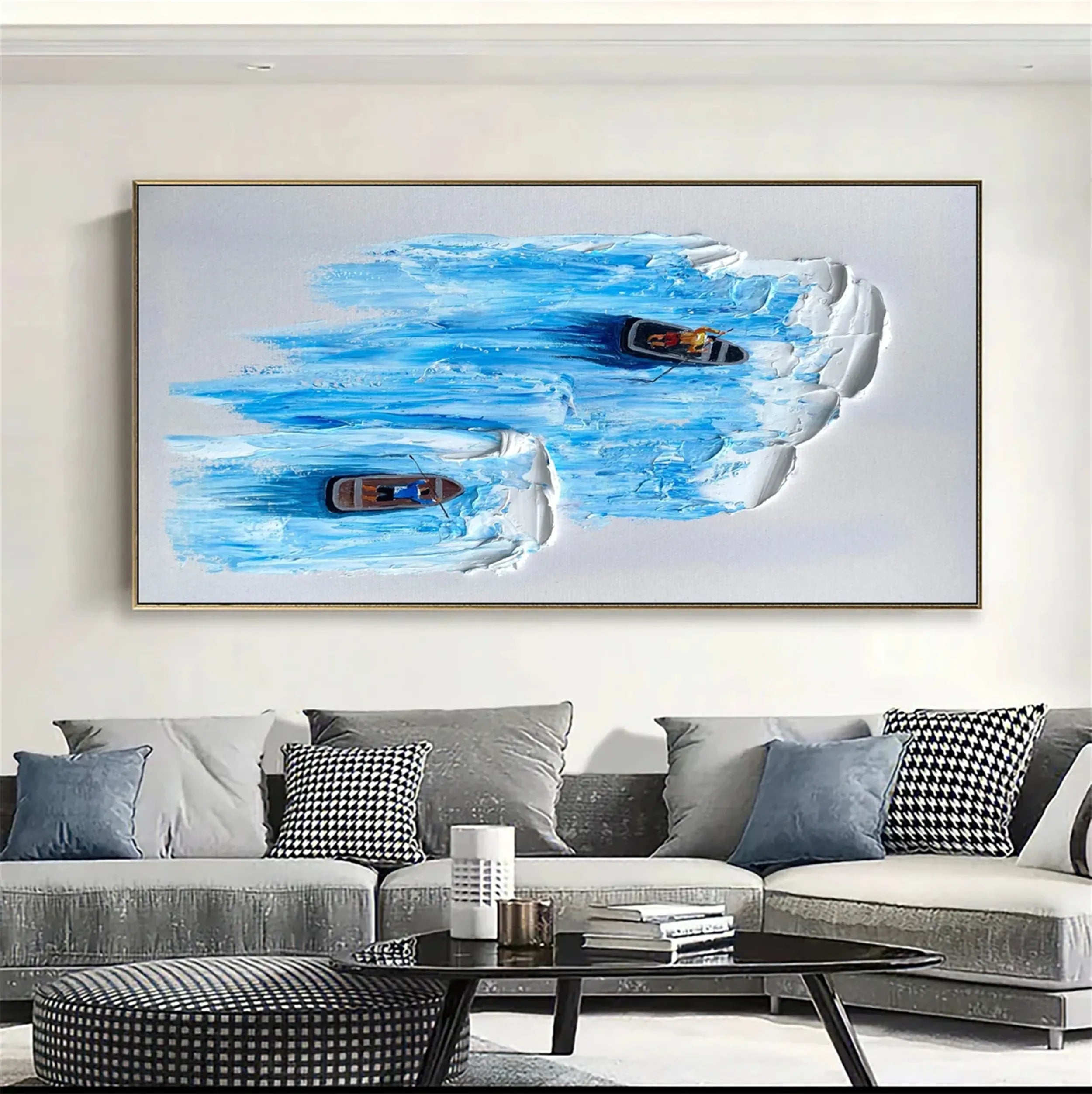 Ocean and Sky Painting #OS 127 - Handmade Canvas Wall Art for Home Decor, Office & Living Room - Coastal Landscape Seascape Artwork