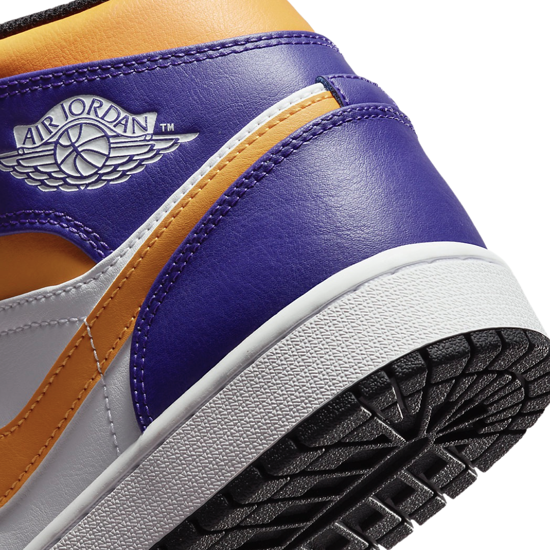 Air Jordan 1 Mid Men's Basketball Shoes - Purple, White, Yellow & Black Colorway | Perfect for Streetwear, Casual Outfits & Sneaker Collectors