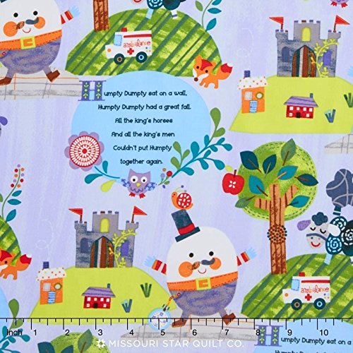 1 Yard Humpty Dumpty Mother Goose Blue Cotton Fabric - Perfect for Quilting, Sewing, Craft Projects, Quilt, Throw Pillows & Home Decor - 44