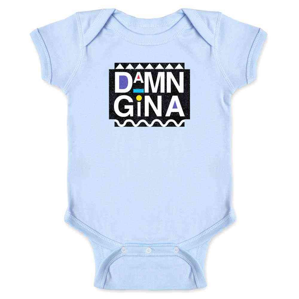 Pop Threads Damn Gina Baby Bodysuit - Retro 90s Funny Infant Outfit for Boys & Girls | Cute Newborn Gift for Birthdays, Baby Showers & Family Photos