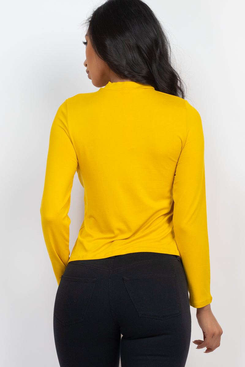 Women's Mock Neck Solid Long Sleeve T-Shirt - Slim Fit Basic Top for Casual Wear, Work & Layering | Soft Stretch Comfortable Fabric