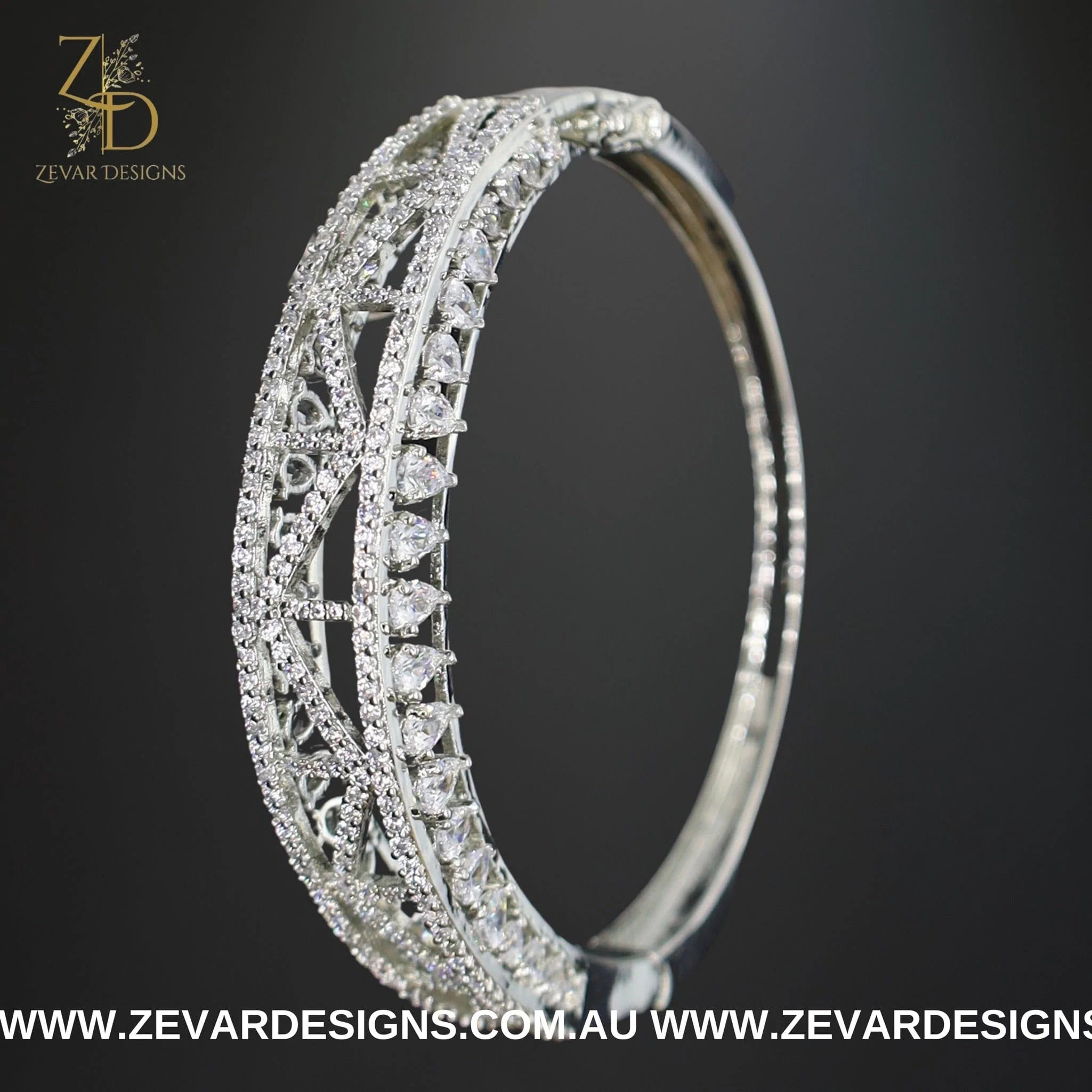 White Rhodium AD Bracelet - Elegant Adjustable Bangle for Women | Perfect for Daily Wear, Gifts & Special Occasions