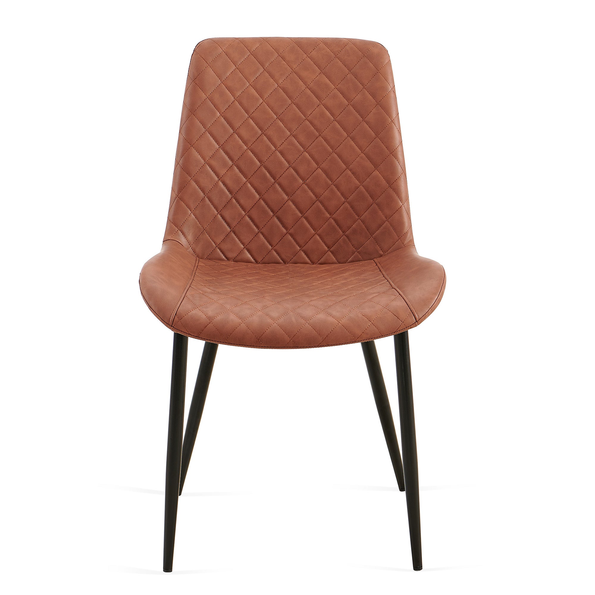 Set of 4 Brown Mid-Century Modern Leathaire Dining Chairs - Armless Side Chairs with Metal Legs for Kitchen, Living Room & Dining Room - Perfect for Home Decor & Entertaining