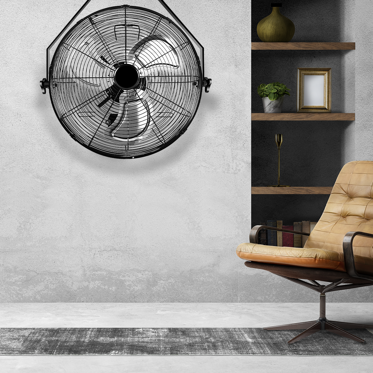 20 Inch Black High Velocity 3-Speed Wall Mount Air Circulator Fan - Metal Construction for Home, Office, Garage & Warehouse Cooling